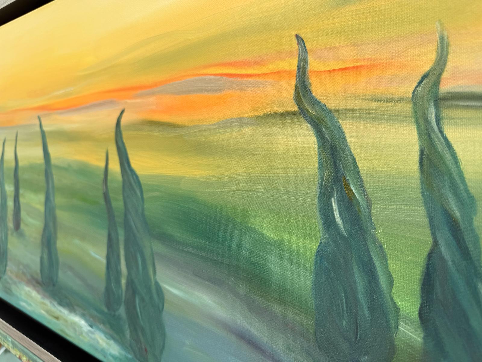 Grüne & gelbe provenzalische Landschaft in Öl auf Leinwand. 'Les Cyprès du Loup'. im Angebot 8