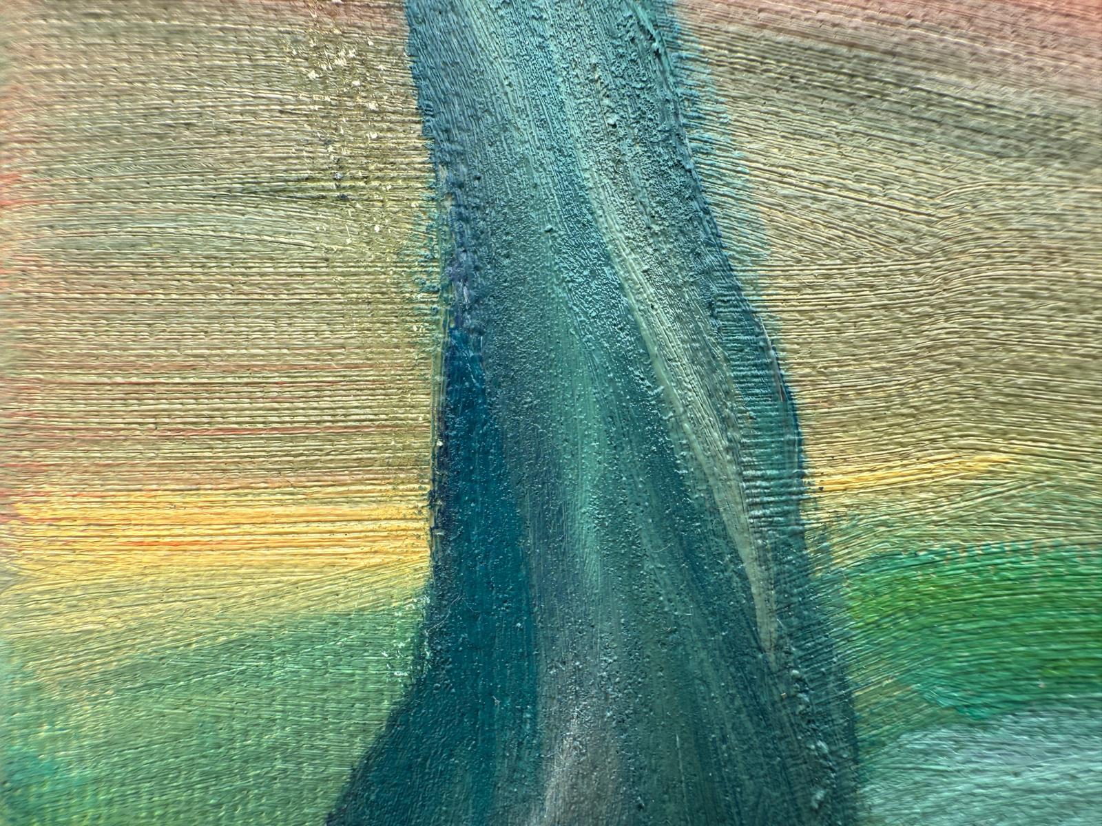 Grüne & gelbe provenzalische Landschaft in Öl auf Leinwand. 'Les Cyprès du Loup'. im Angebot 3