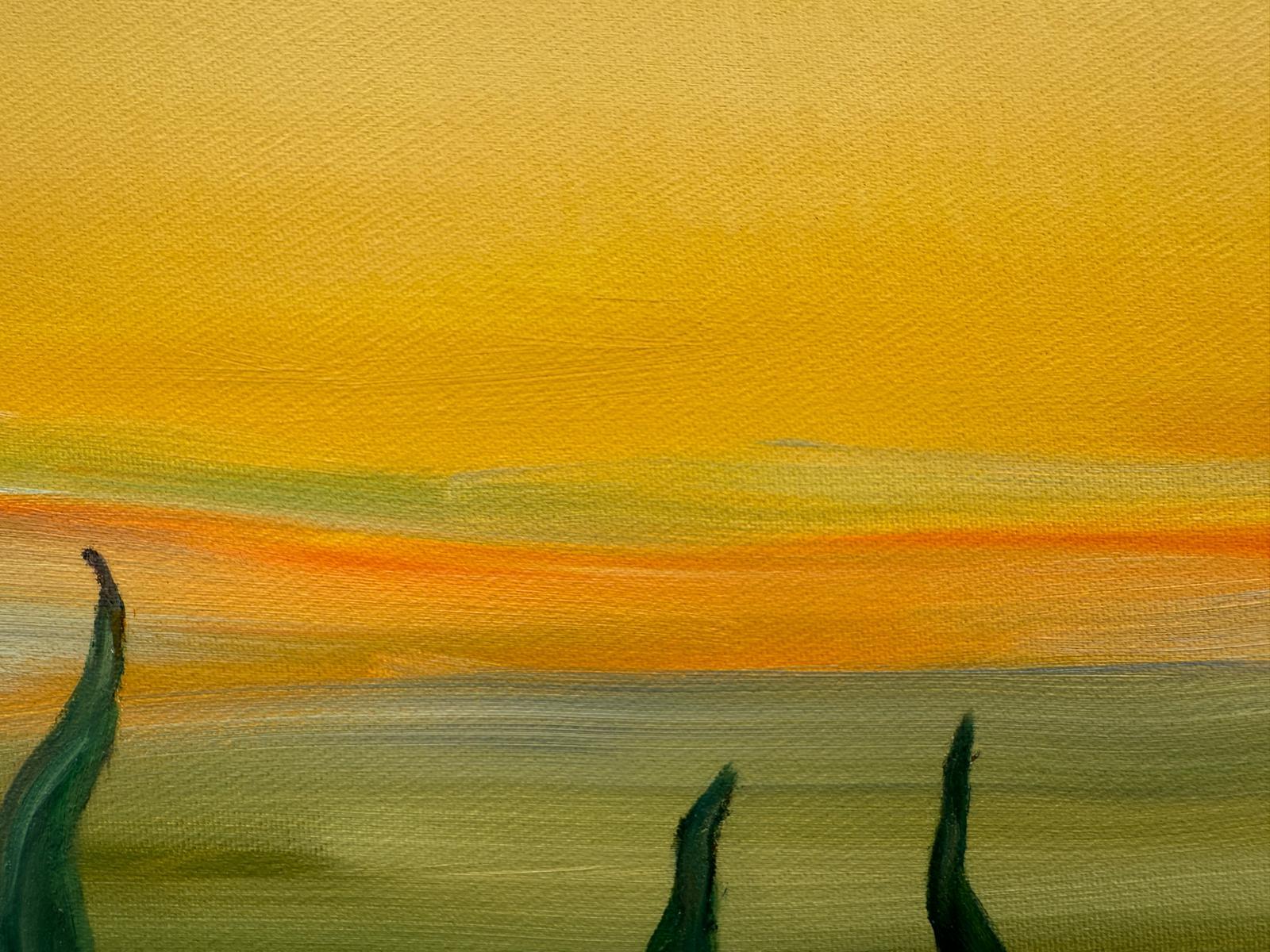 Grüne & gelbe provenzalische Landschaft in Öl auf Leinwand. 'Les Cyprès du Loup'. im Angebot 4