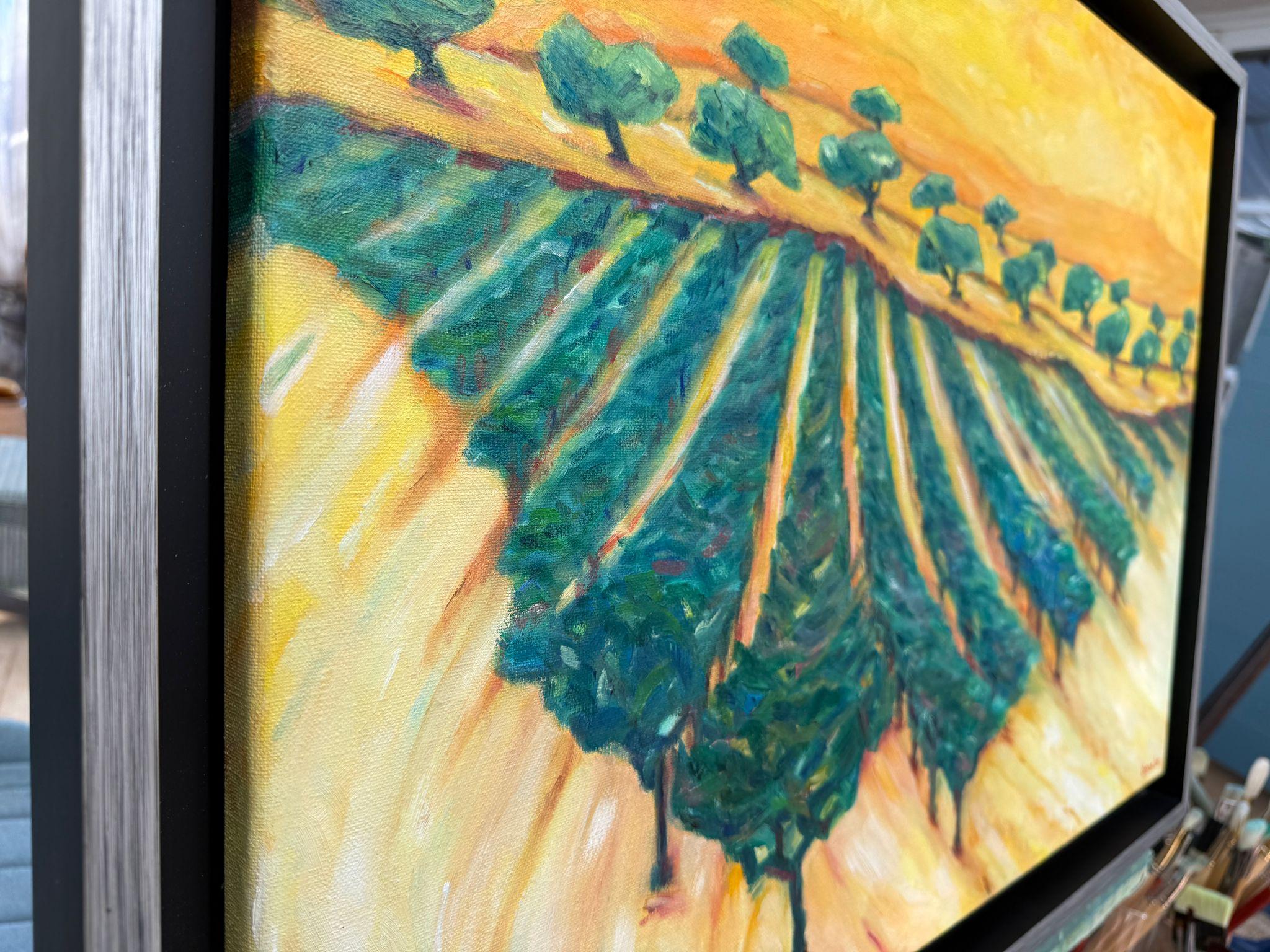 Paysage provençal vert et jaune à l'huile sur toile. Range de Rolle'. en vente 8