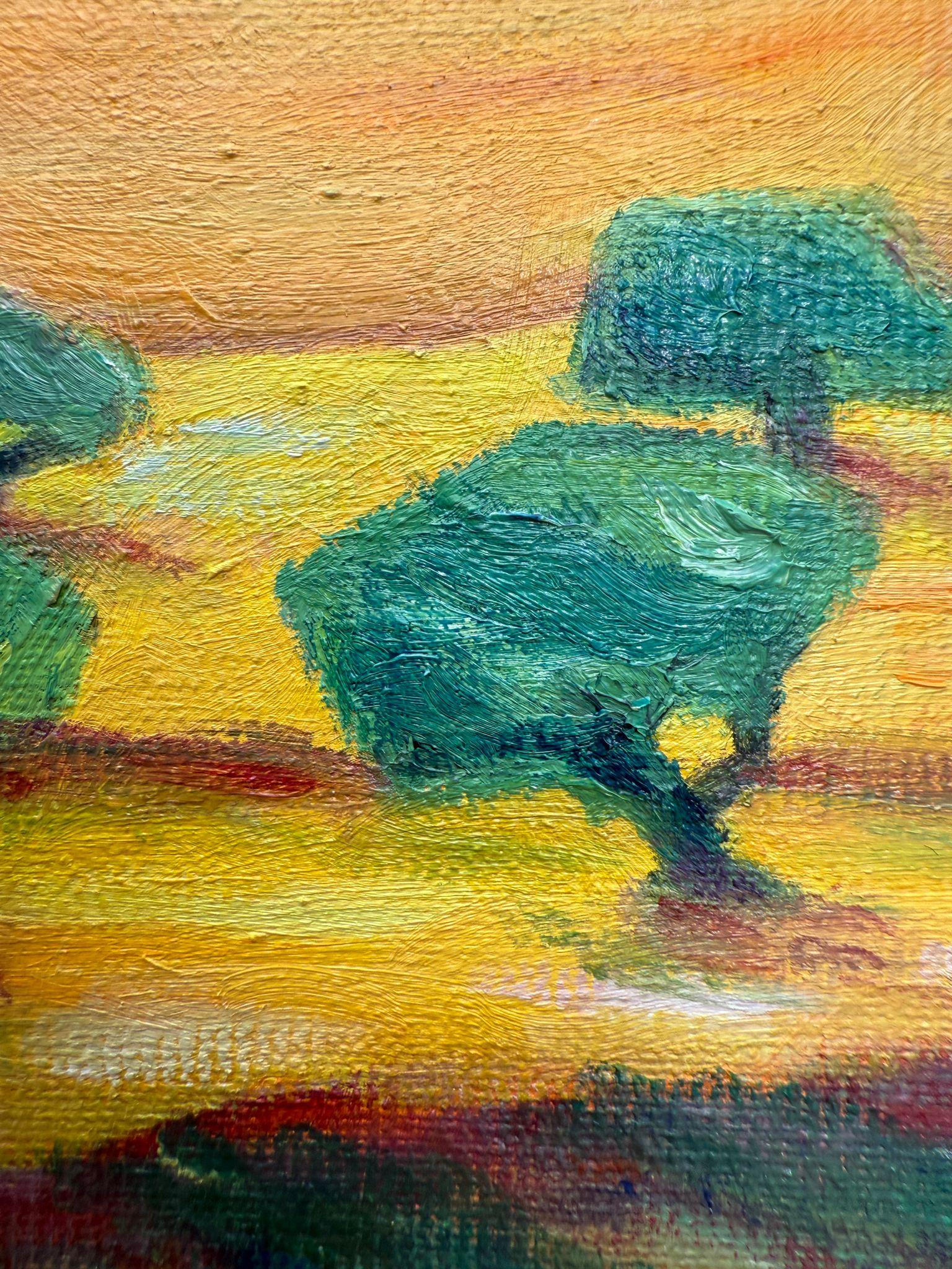 Paysage provençal vert et jaune à l'huile sur toile. Range de Rolle'. en vente 2