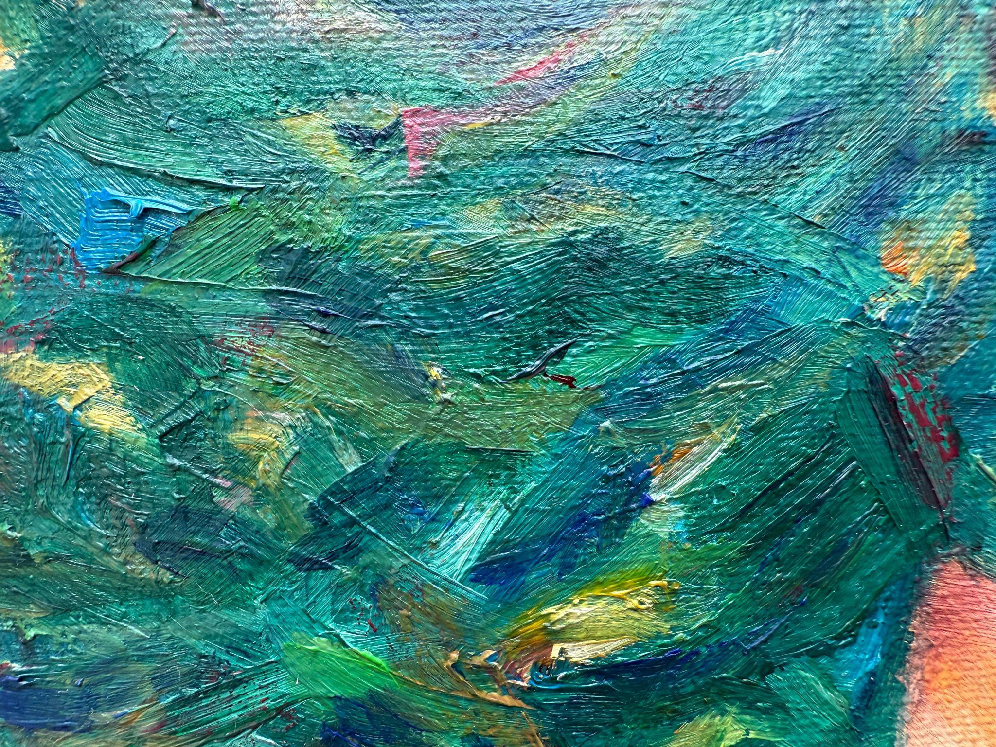 Paysage provençal vert et jaune à l'huile sur toile. Range de Rolle'. en vente 4
