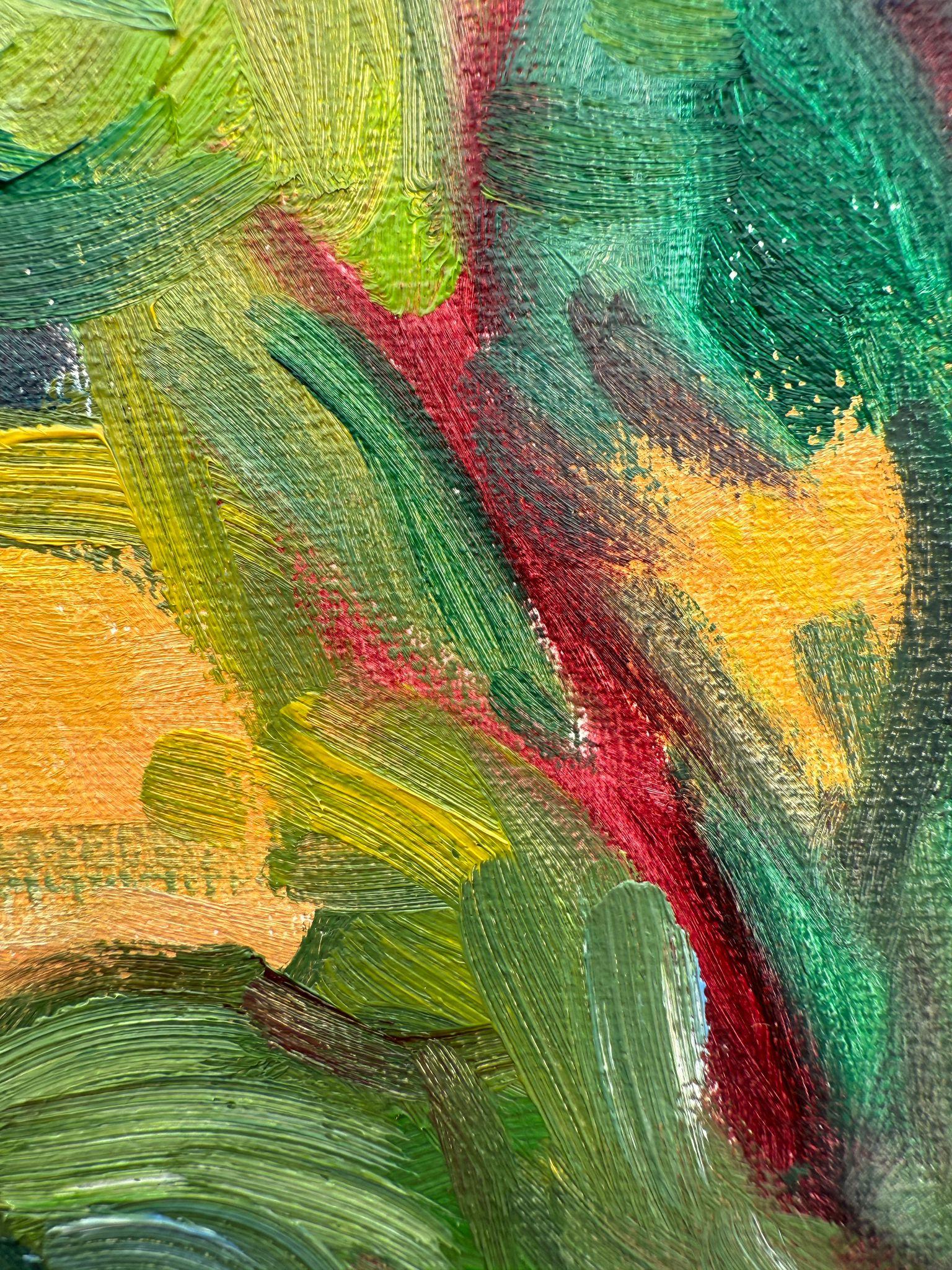 Grüne & gelbe provenzalische Landschaft in Öl auf Leinwand. 'Vallon de Saint-Jean'. im Angebot 4