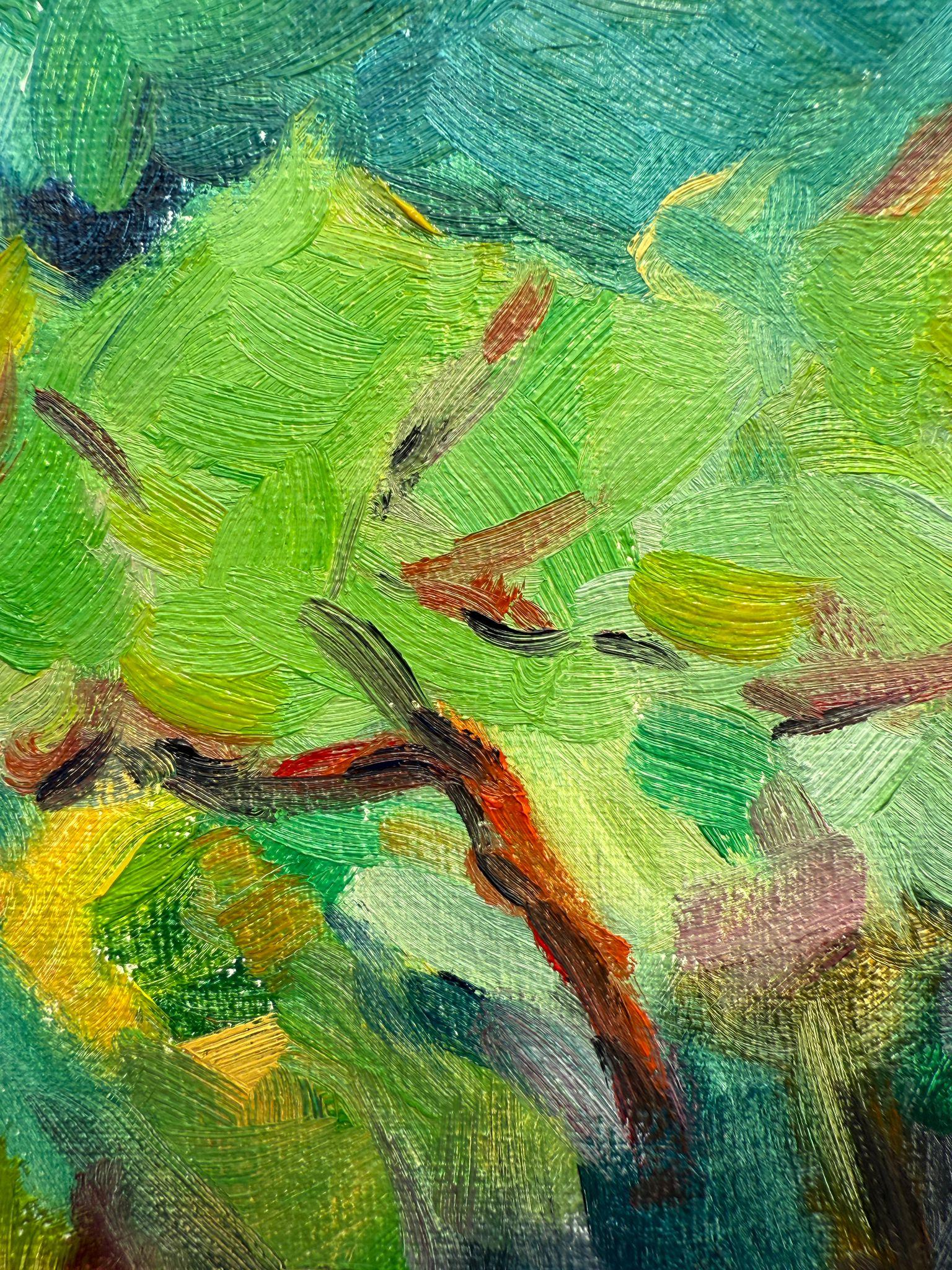 Grüne & gelbe provenzalische Landschaft in Öl auf Leinwand. 'Vallon de Saint-Jean'. im Angebot 5