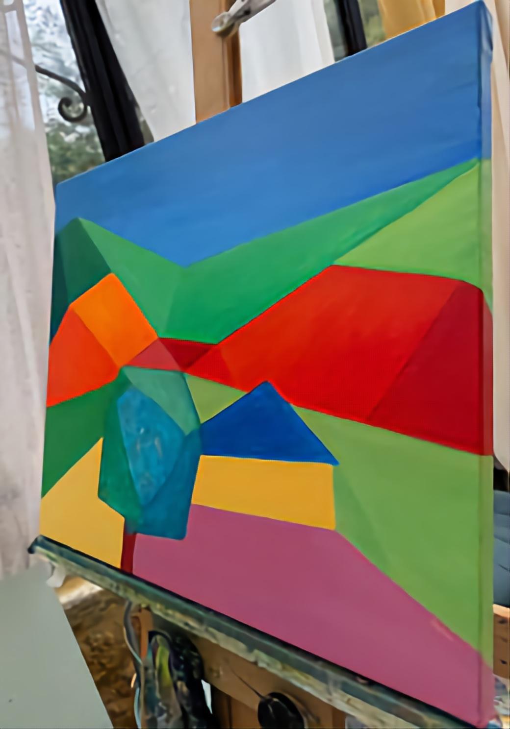 Intermezzo 2. Paesaggio astratto geometrico olio su tela. in vendita 6
