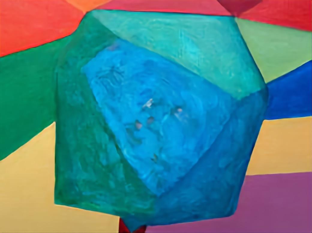 Intermezzo 2. Paesaggio astratto geometrico olio su tela. - Painting di Bernadette van Baarsen 