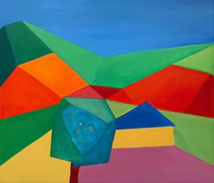 Intermezzo 2. Paesaggio astratto geometrico olio su tela.