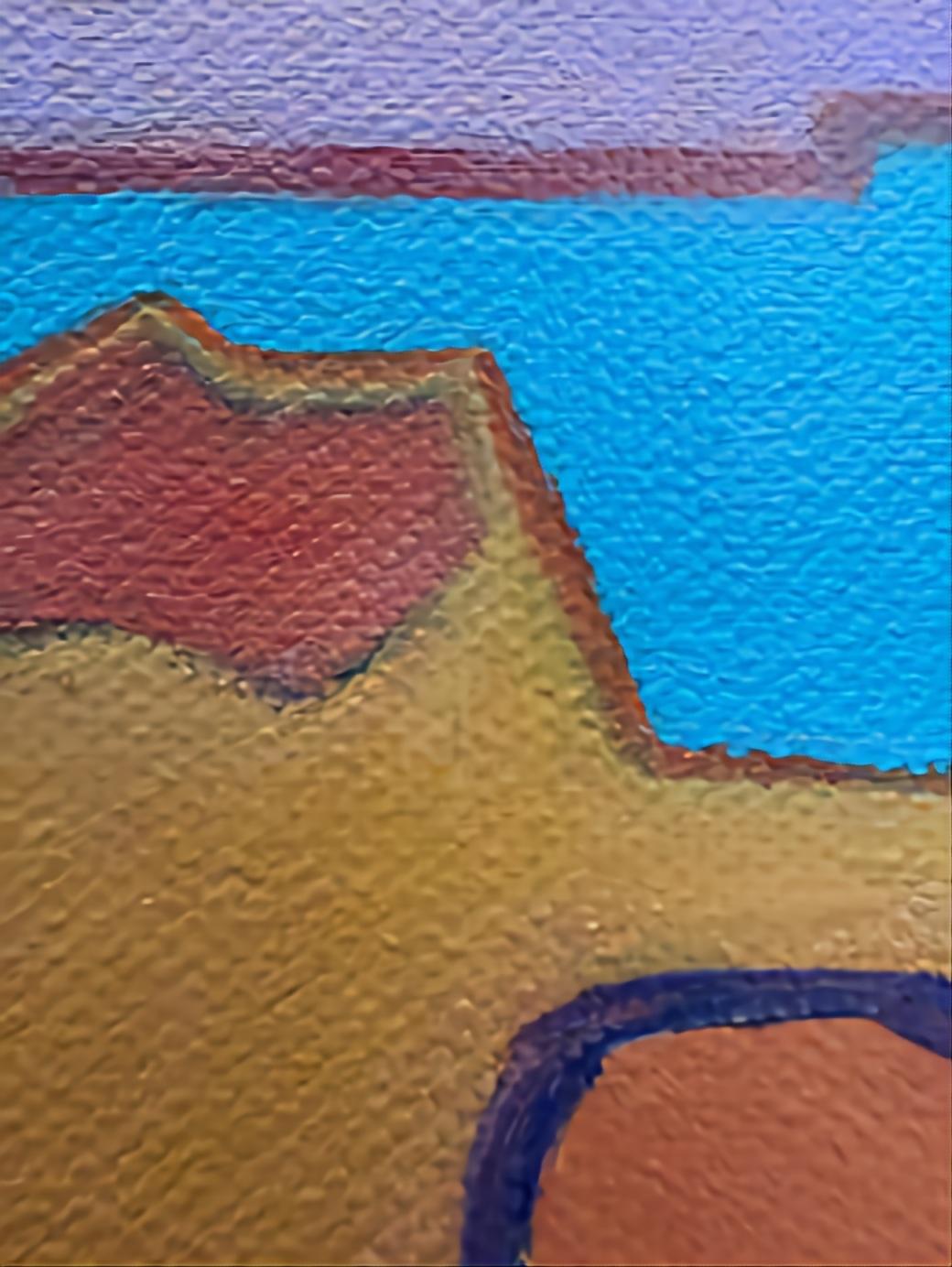 Intermezzo 3. Paesaggio urbano astratto contemporaneo a campi di colore. Olio su tela. in vendita 2
