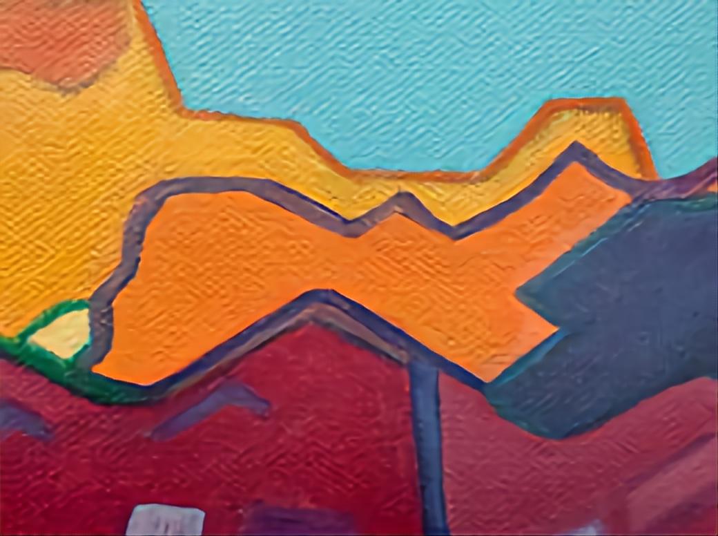 Intermezzo 3. Paesaggio urbano astratto contemporaneo a campi di colore. Olio su tela. in vendita 3