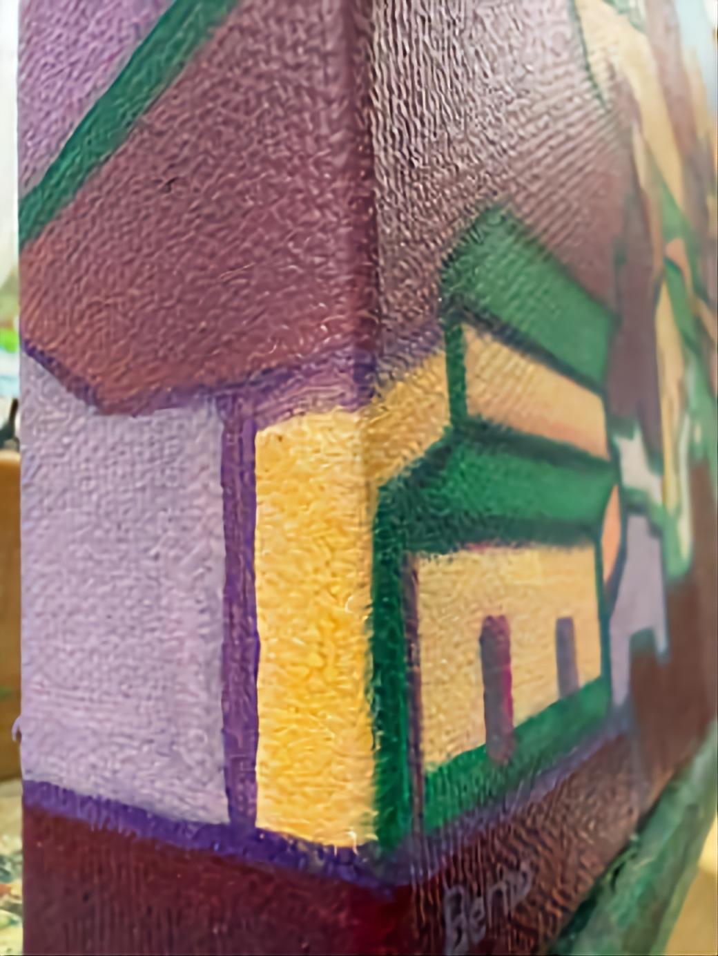 Intermezzo 3. Paesaggio urbano astratto contemporaneo a campi di colore. Olio su tela. in vendita 4