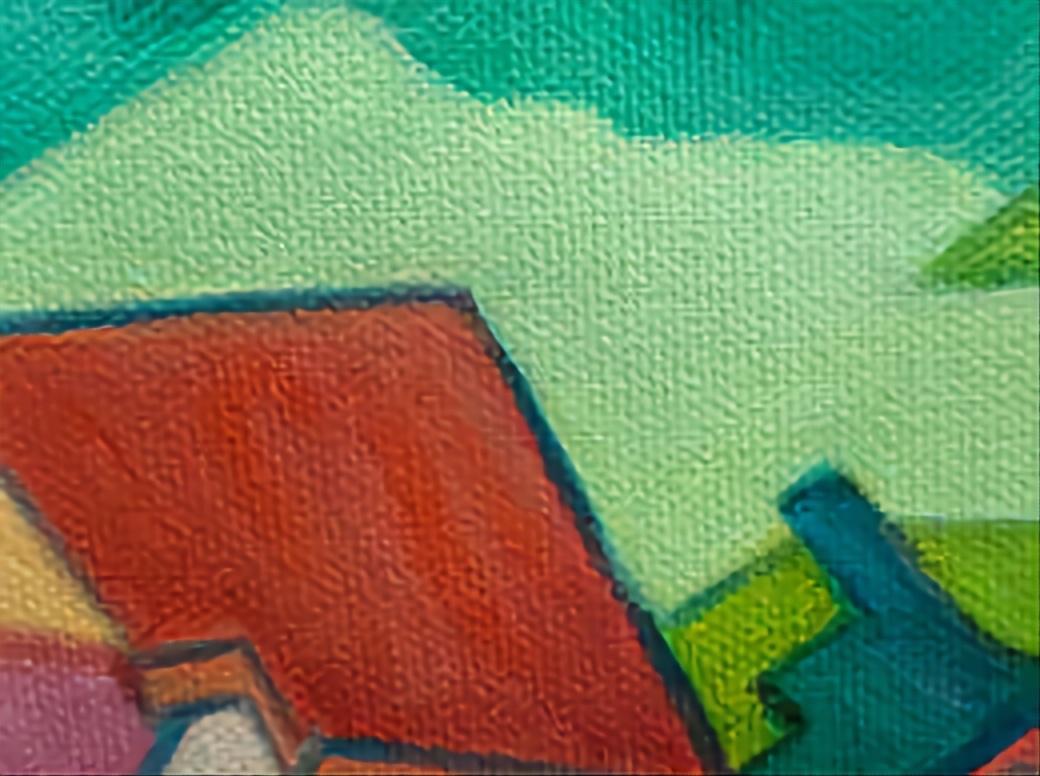 Intermezzo 4. Paesaggio astratto contemporaneo a campi di colore. Olio su tela. in vendita 3