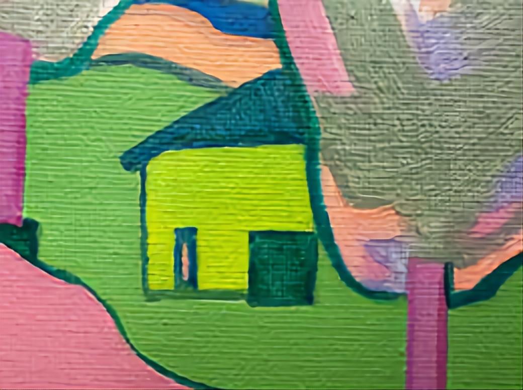 Intermezzo 8. Paesaggio astratto contemporaneo a campi di colore. Olio su tela. - Painting Altro stile artistico di Bernadette van Baarsen 