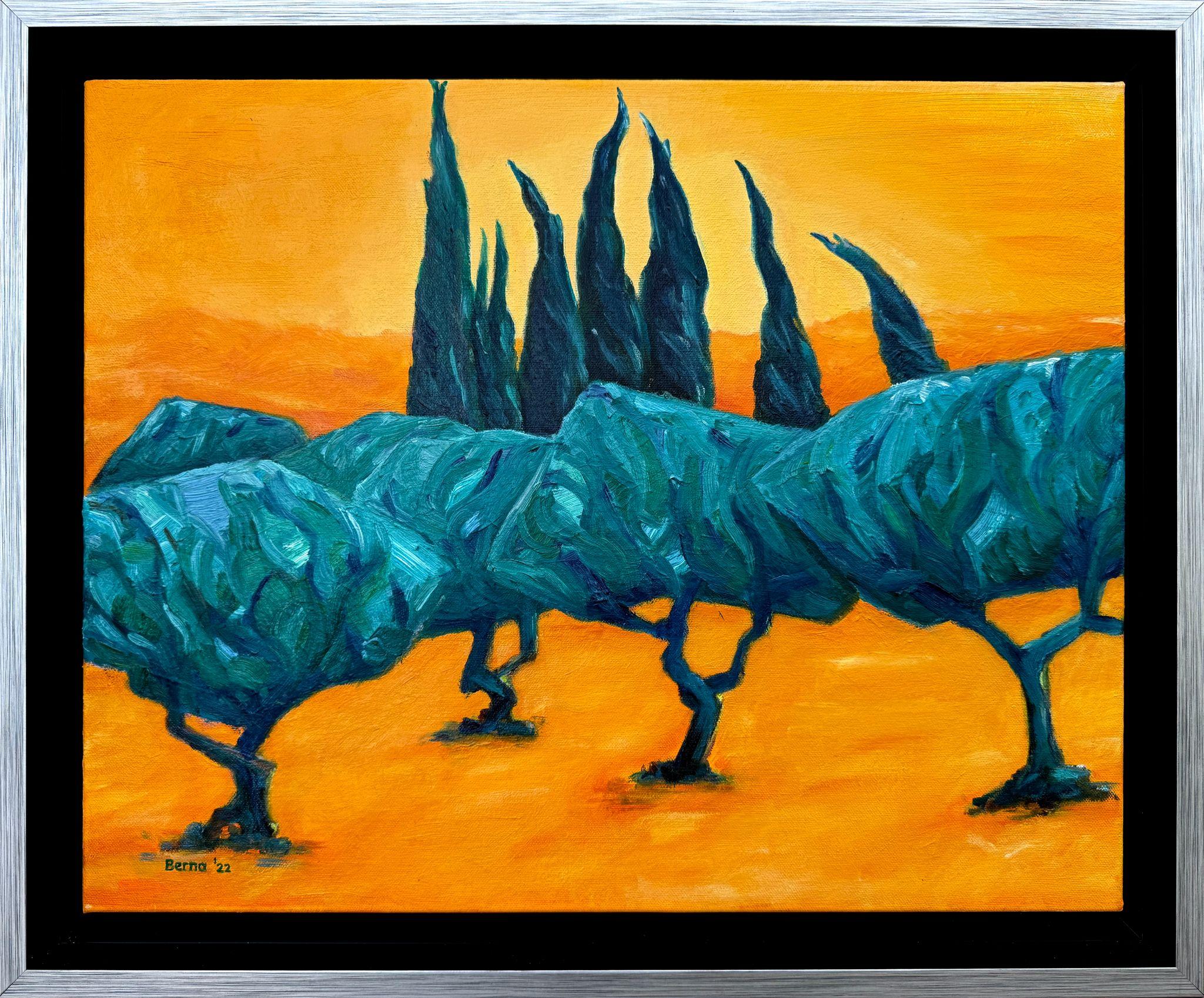 Zeitgenössische abstrakt-expressionistische Farbfeld-Landschaft. 'Danse d'Hiver'. – Painting von Bernadette van Baarsen
