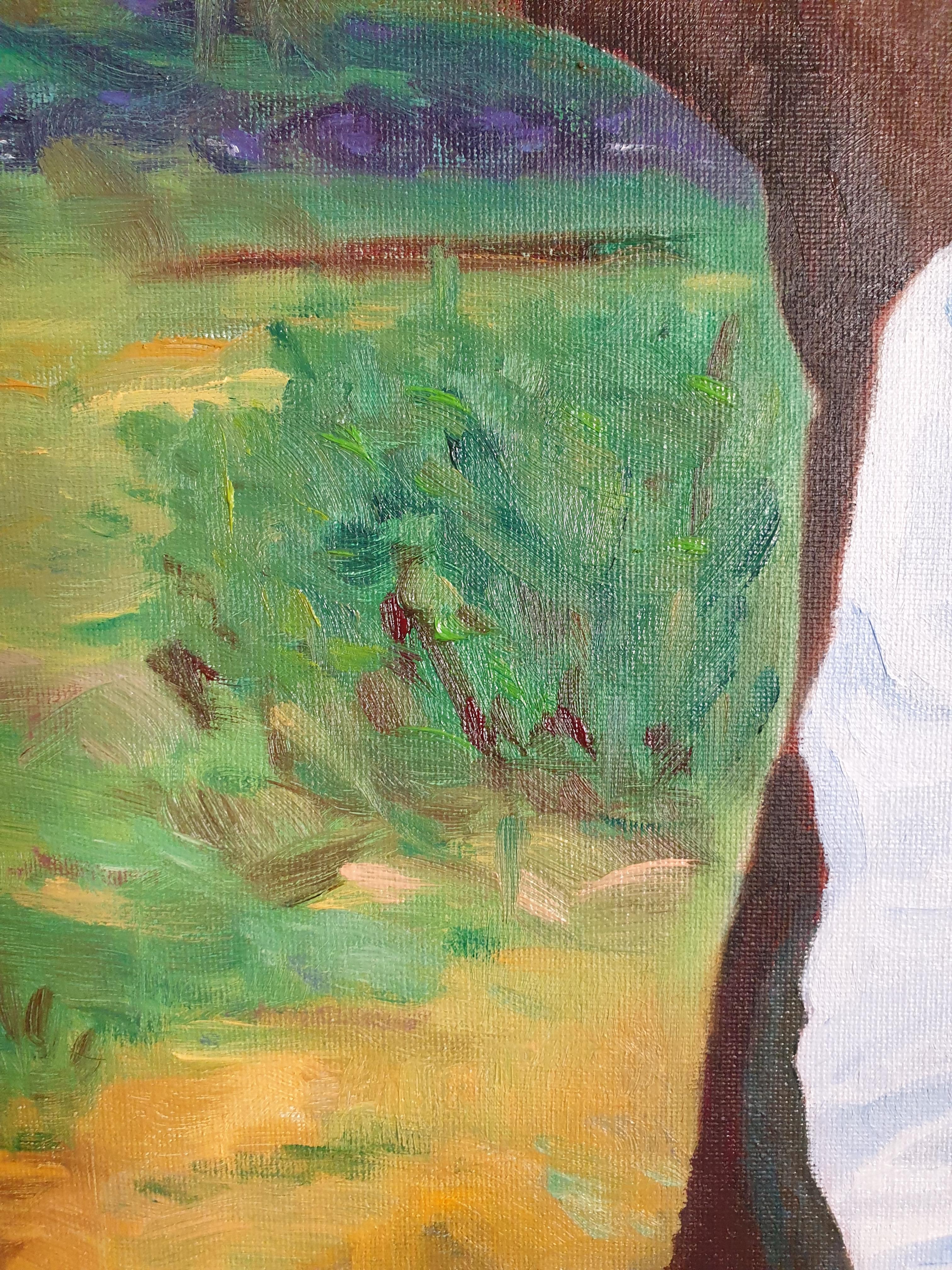 'Cora'. Ritratto contemporaneo a olio su tavola rivestita di lino. in vendita 8