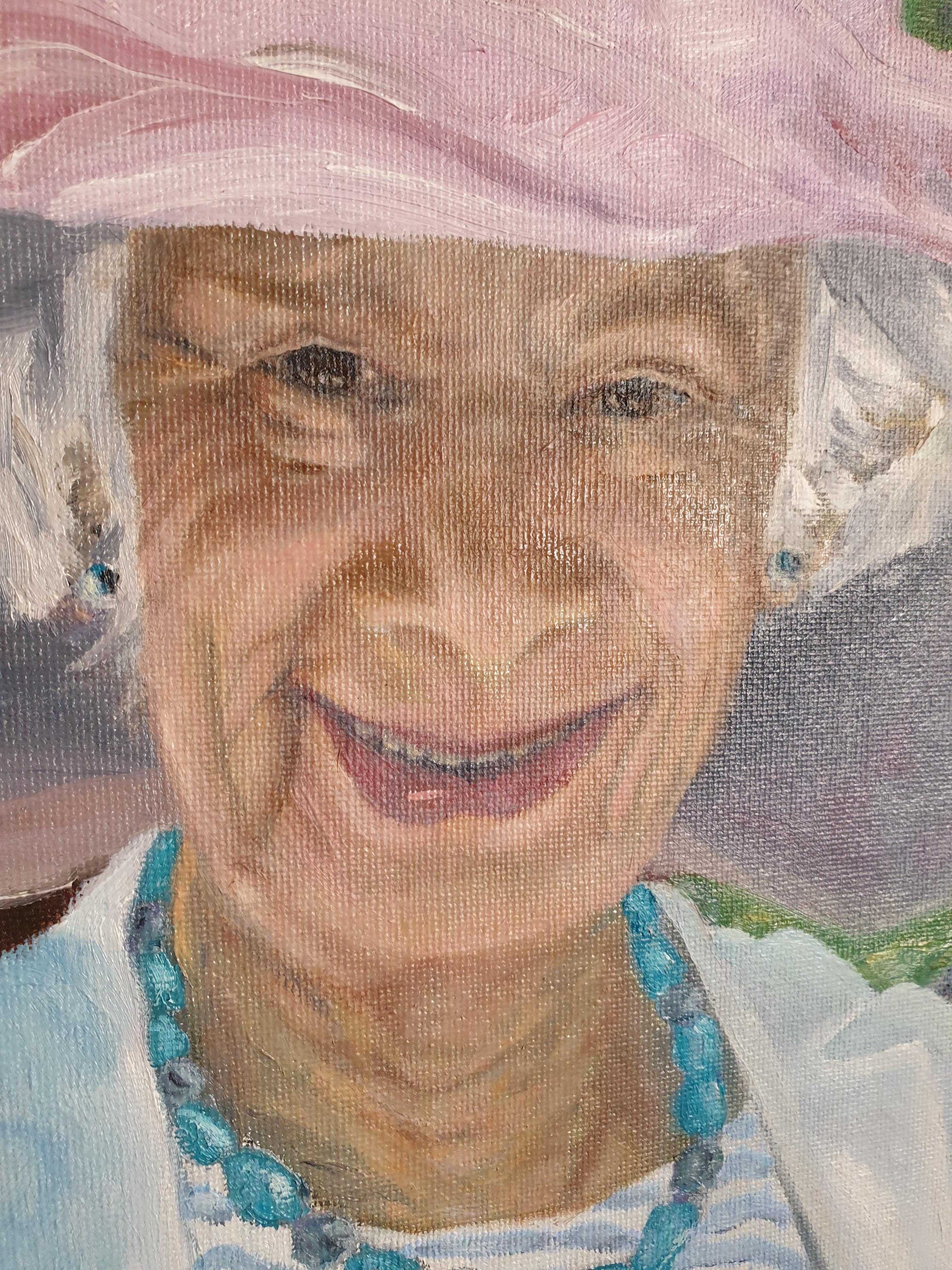 Cora. Portrait contemporain à l'huile sur panneau recouvert de lin. en vente 8
