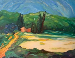 Isola, peinture fauviste de paysage provençal, huile sur toile, 2024