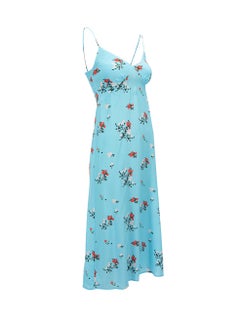 Bernadette Women's Blue Silk Floral Printed Midi Dress