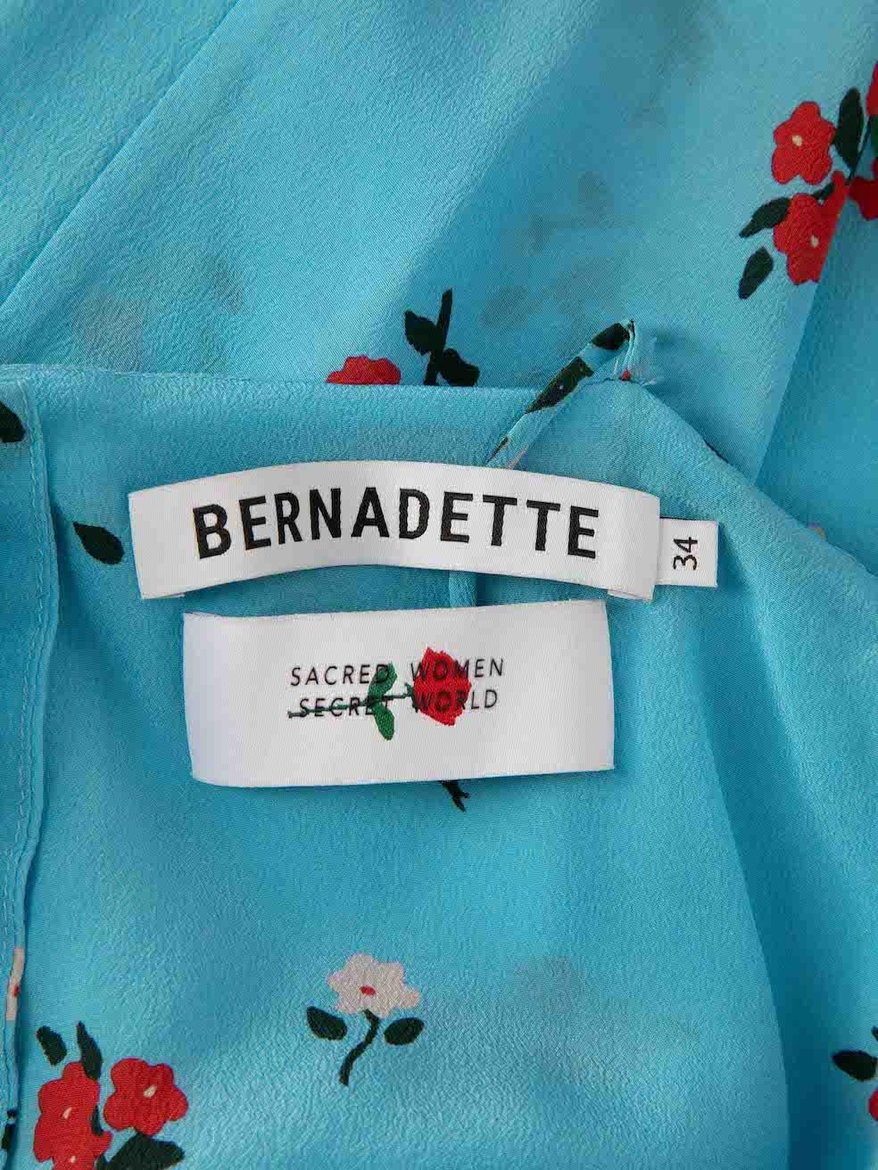 Bernadette Women's Blue Silk Floral Printed Midi Dress 1