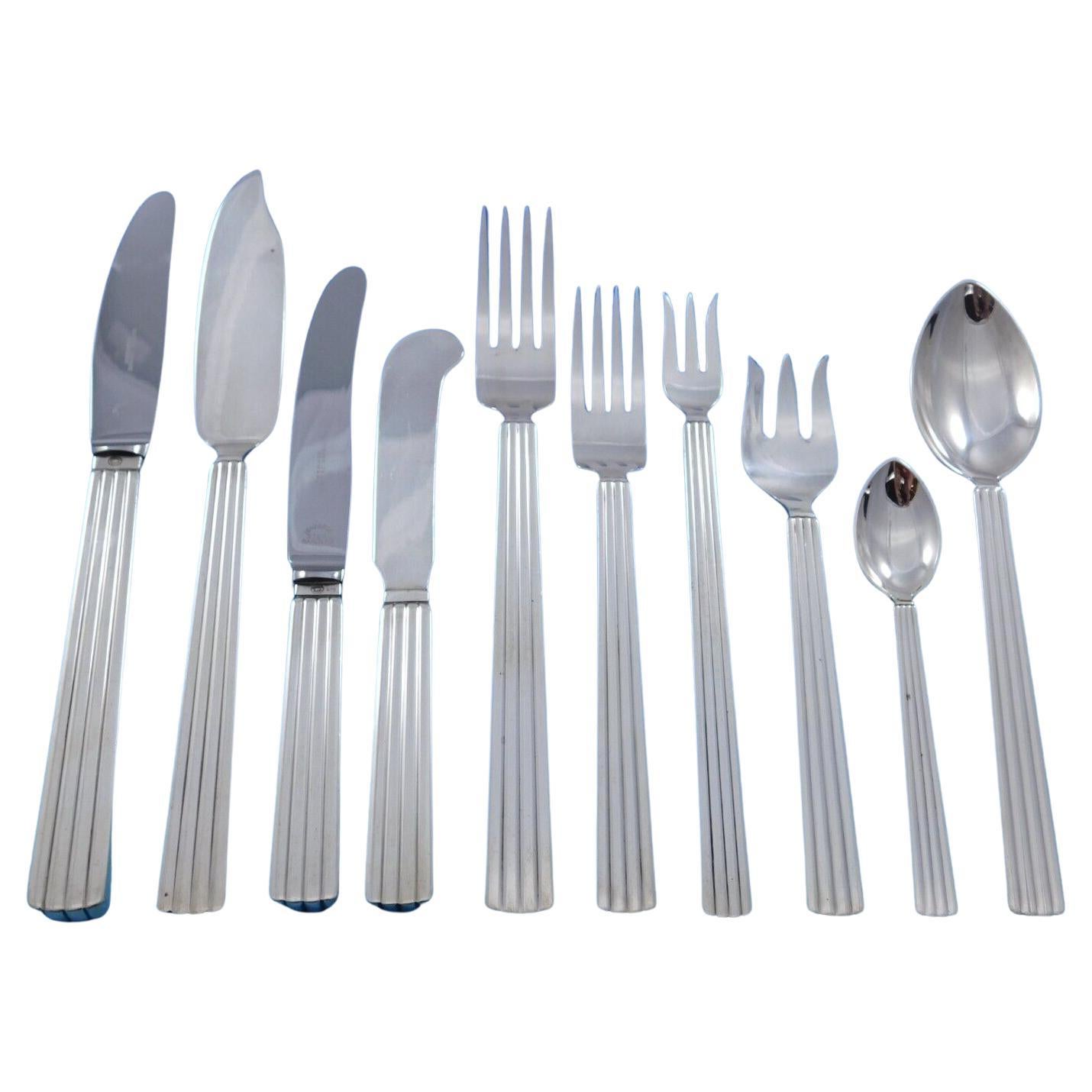 Bernadotte by Georg Jensen Sterling Silver Flatware Set Service 135 pcs Luncheon