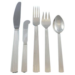 Bernadotte by Georg Jensen Sterling Silver Flatware Set Service 40 Pcs Dinner