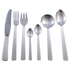 Vintage Bernadotte by Georg Jensen Sterling Silver Flatware Set Service 87 pcs Luncheon