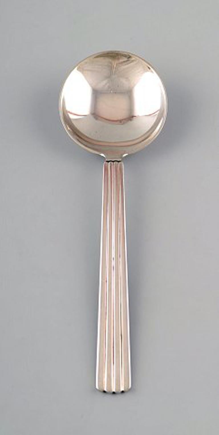 Danish Bernadotte Silverware Georg Jensen Bouillon Spoon, 12 in Stock For Sale