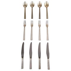 Bernadotte Silverware Georg Jensen Complete Dinner Service for 4 Pers. 12 Parts