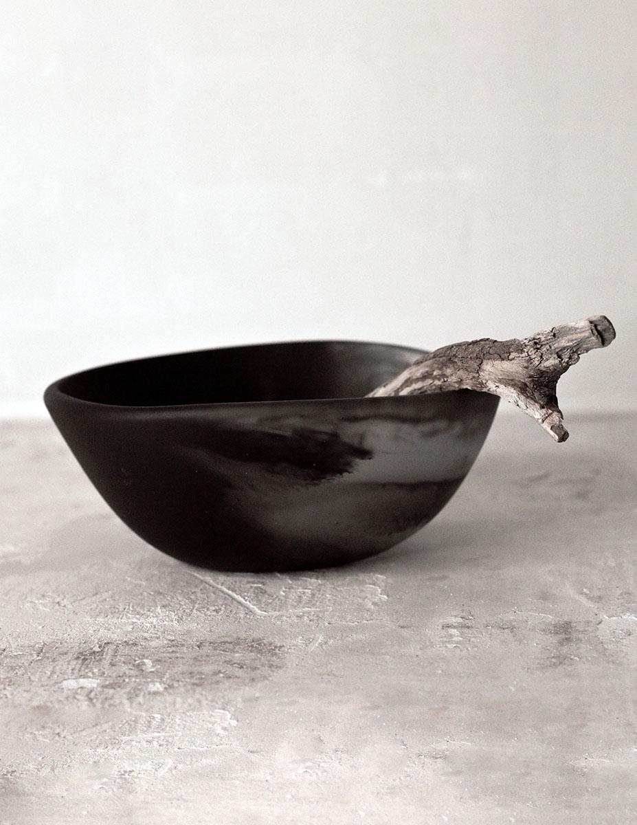 Contemporary Bernal White and Smoke Organic Resin Bowl by Raul de la Cerda