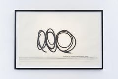 Vintage Bernar Venet Position of Three Undetermined Lines Charcoal and Collage on Paper