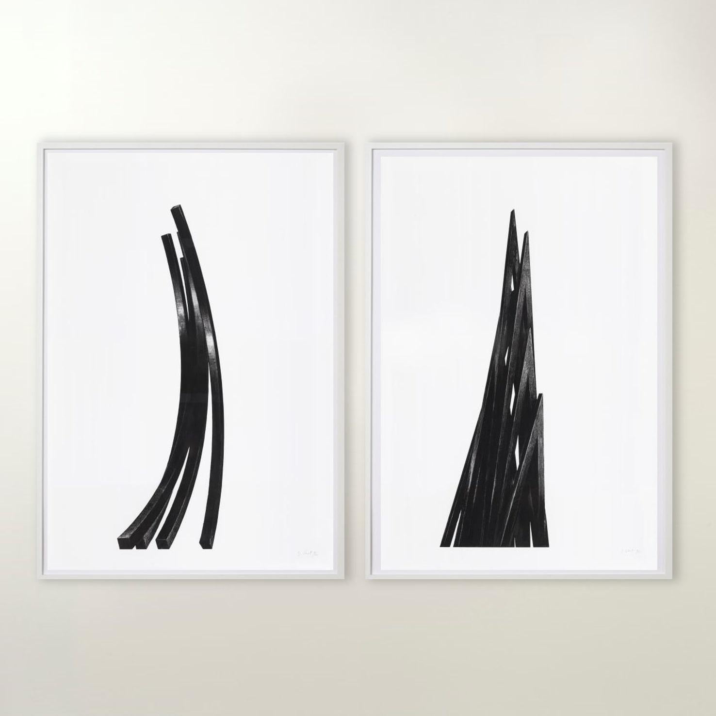 Bernar Venet Figurative Print - Arcs: Uneven Angles - Contemporary, 21st Century, Etching, Black, White, Edition