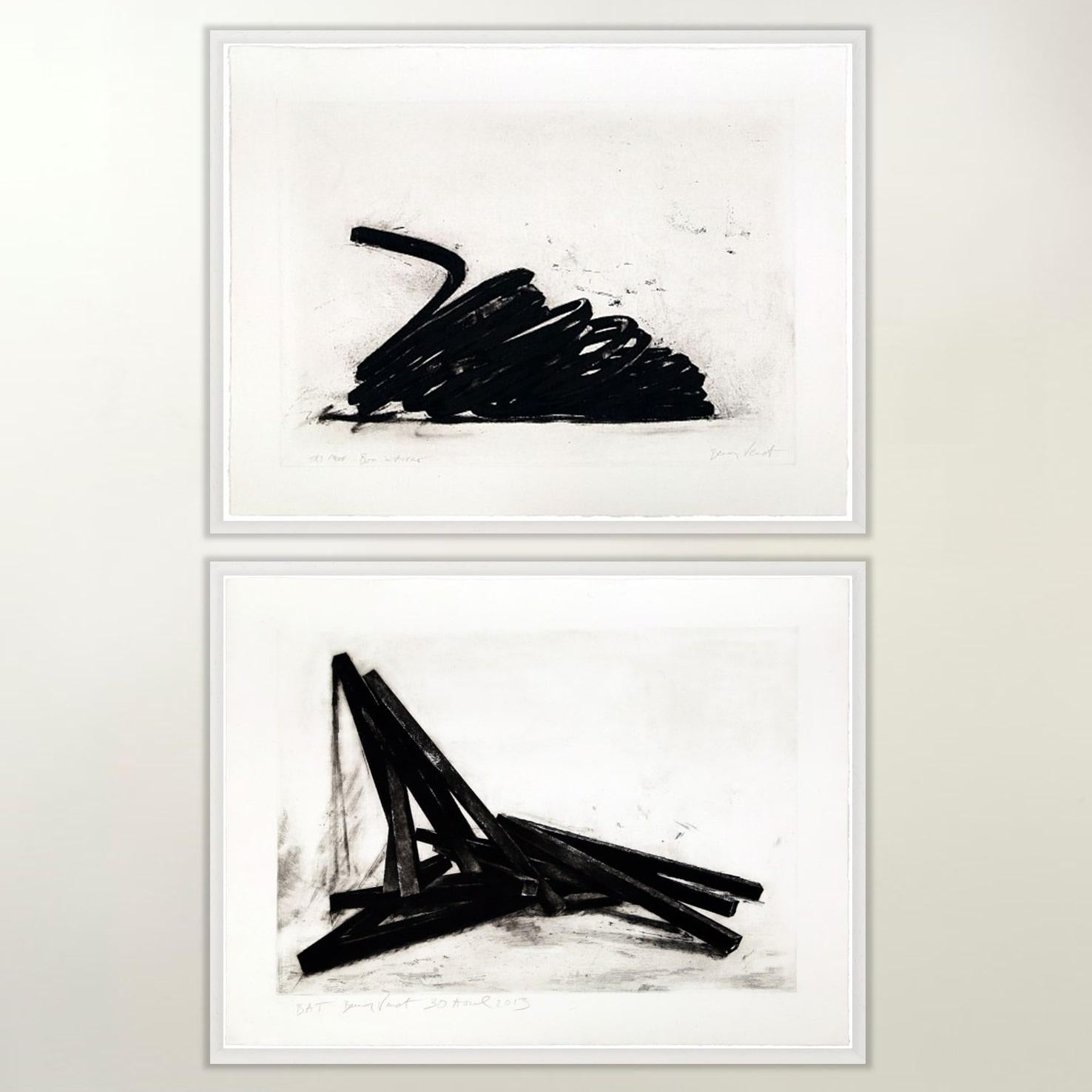 Bernar Venet Figurative Print - Effondrement - Contemporary, 21st Century, Etching, Black, White, Edition