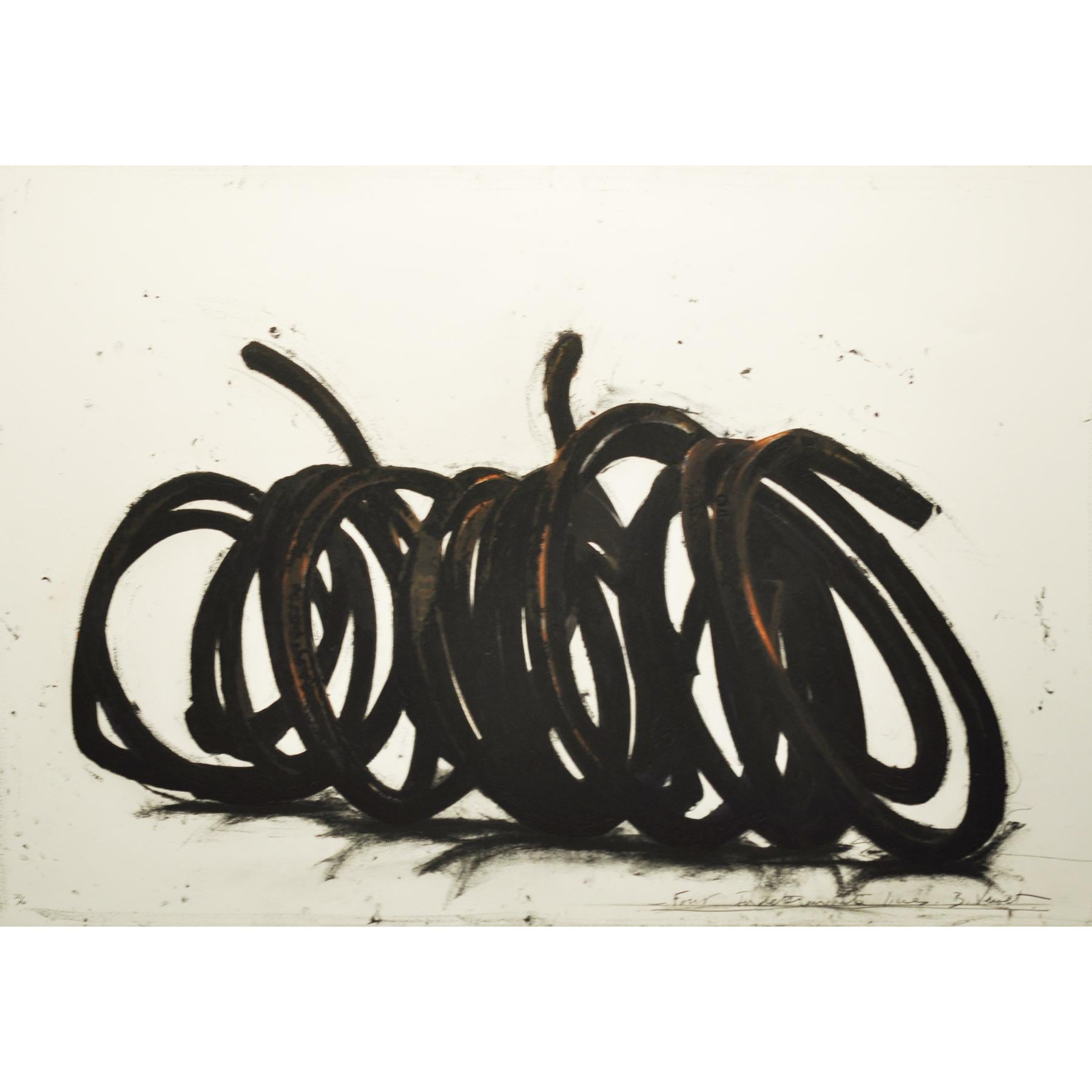 Bernar Venet Figurative Print - Four Indeterminate Lines - Contemporary, 21st Century, Etching, Black and White