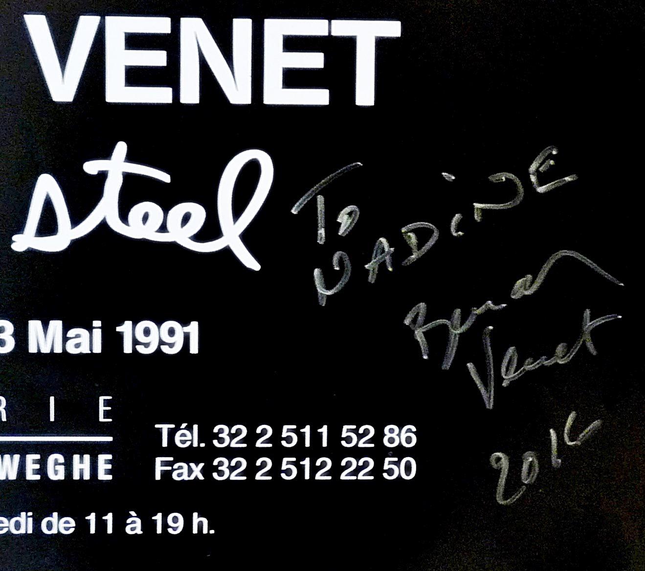 Sit on Steel, European Minimalist poster, Hand Signed & Inscribed to Nadine - Print by Bernar Venet