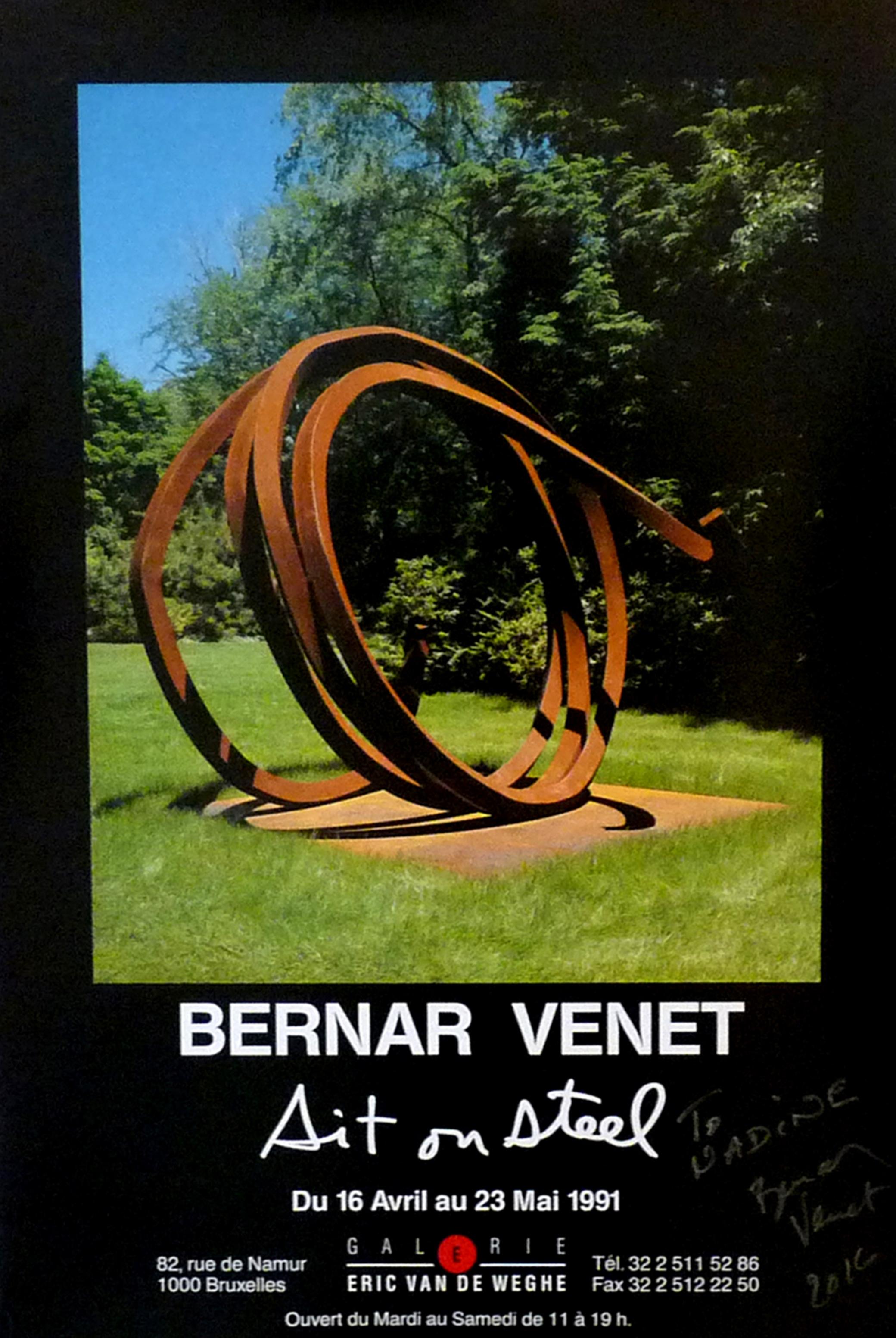 Bernar Venet Landscape Print – Sit on Steel, Europäisches Minimalisten-Poster, handsigniert & beschriftet Nadine