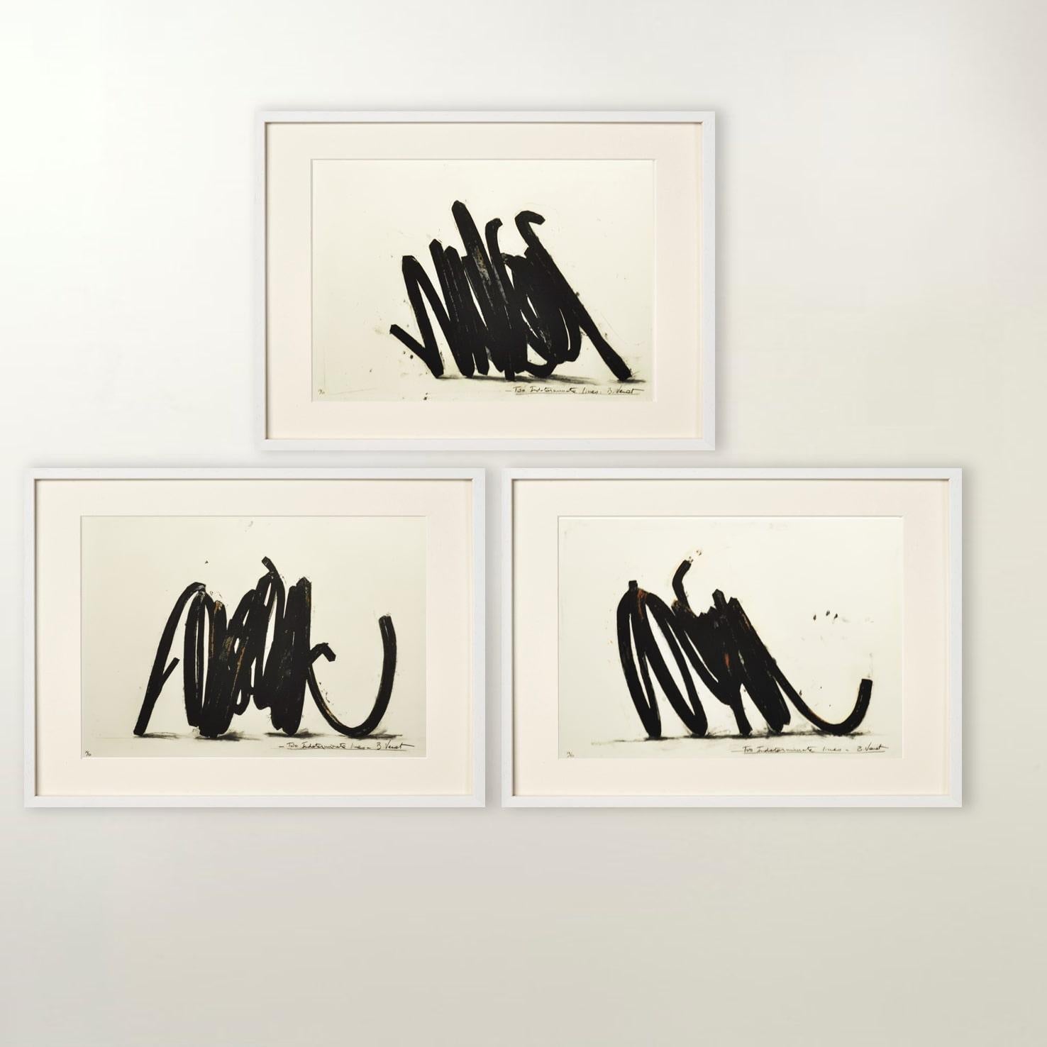 Bernar Venet Figurative Print - Two Indeterminate Lines - Contemporary, 21st Century, Etching, Black, Edition