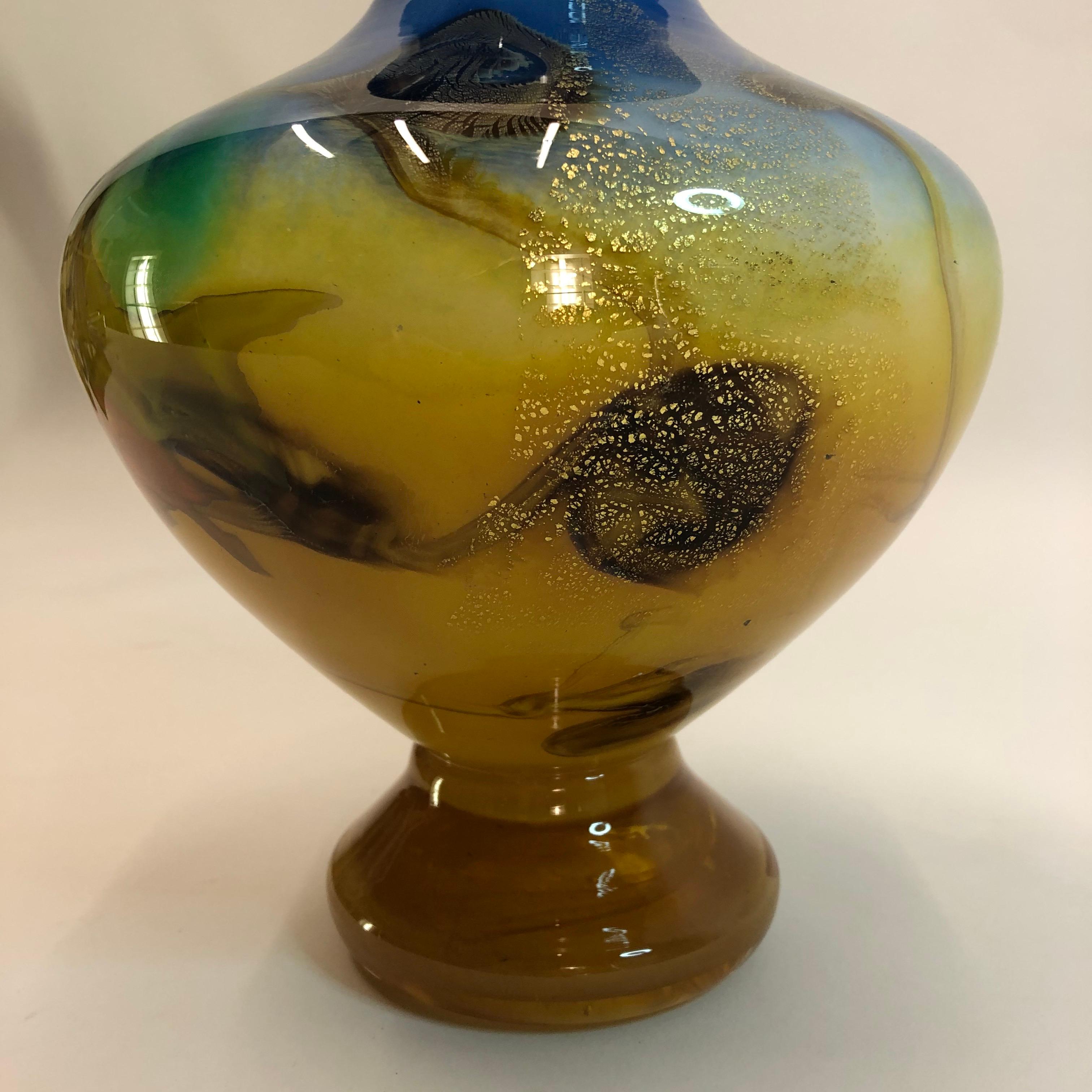 Bernard Aconito Glass Vase Handmade 'Mouth Blown' Signed and Documented For Sale 3