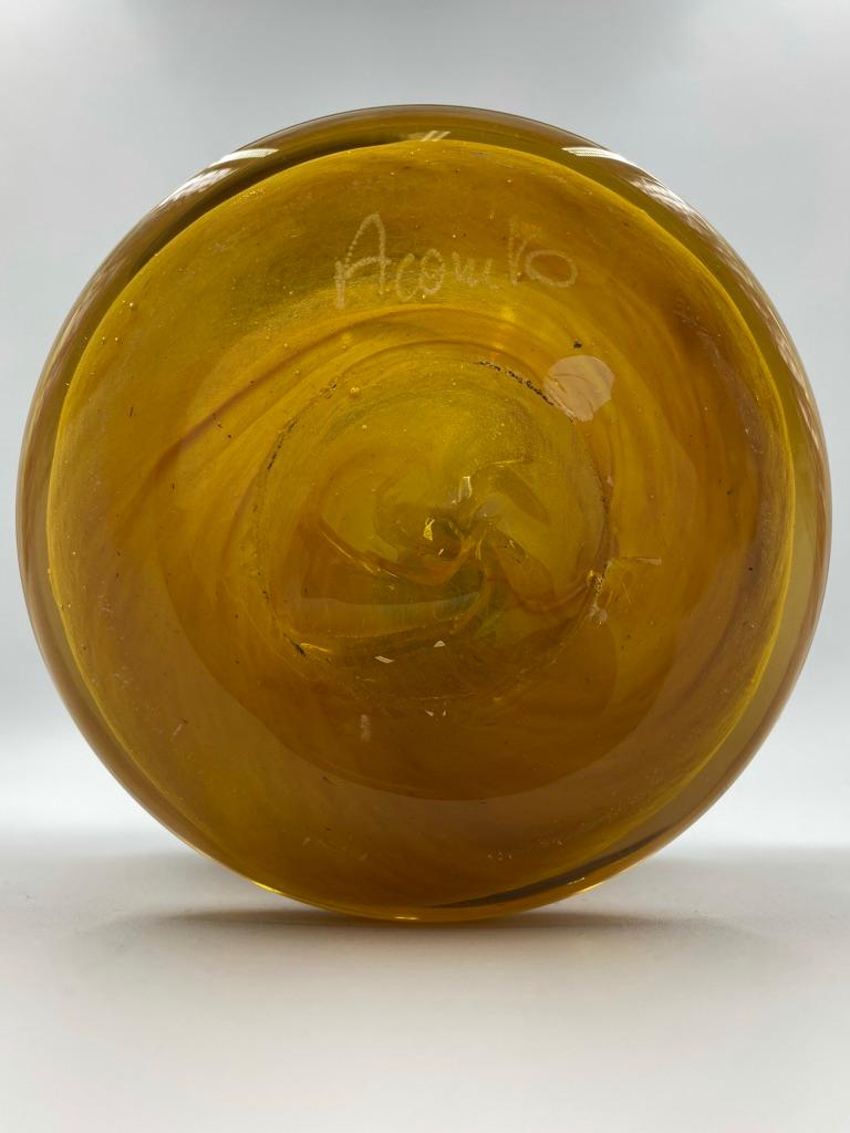 Bernard Aconito Glass Vase Handmade 'Mouth Blown' Signed and Documented In Good Condition For Sale In Achterveld, NL