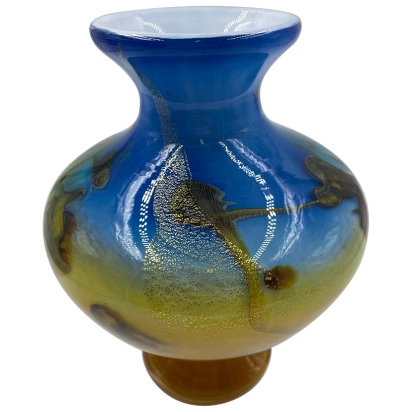 Bernard Aconito Glass Vase Handmade 'Mouth Blown' Signed and Documented For Sale