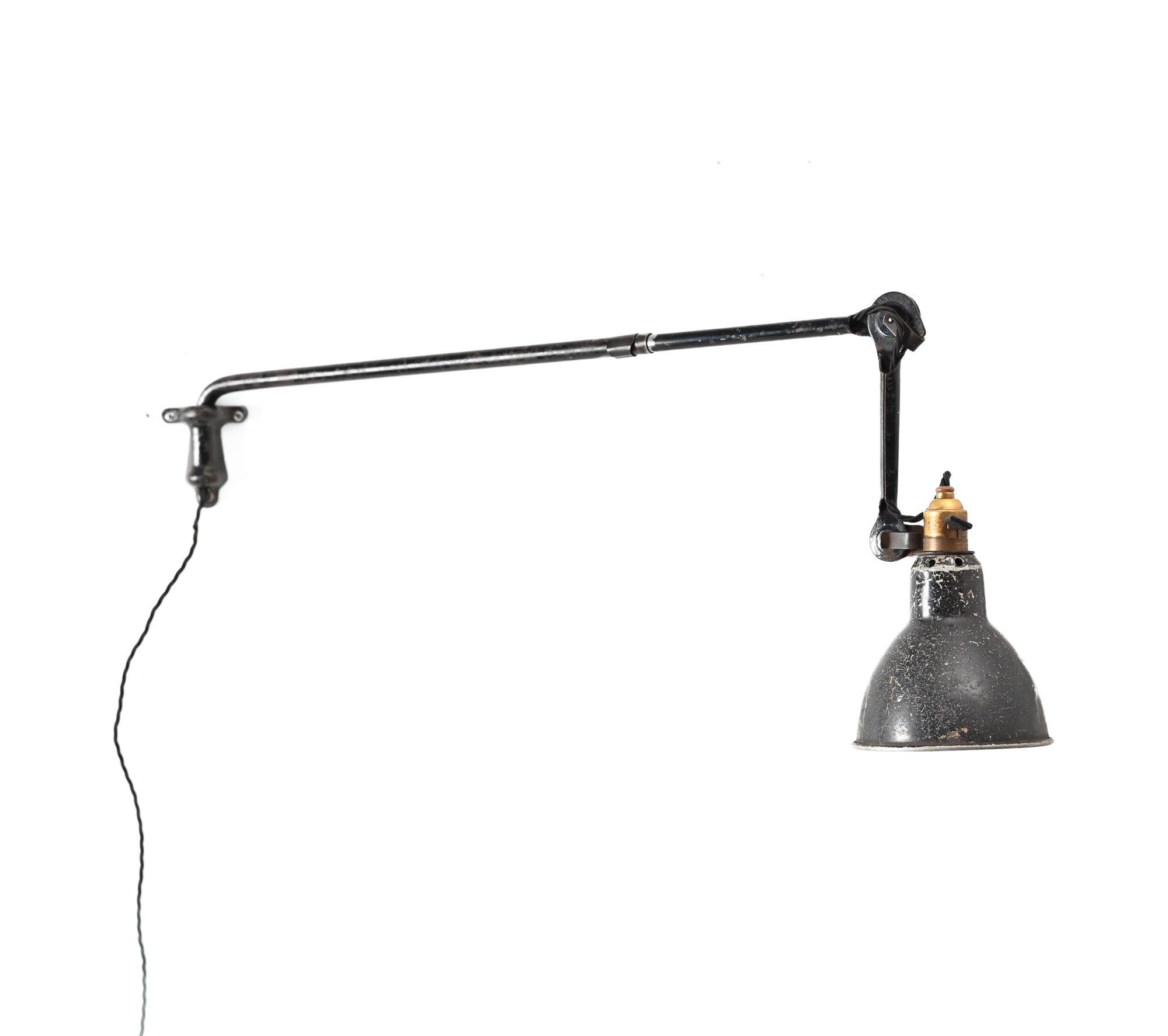 Bernard Albin Gras 203 model adjustable wall lamp In Fair Condition For Sale In Henley-on Thames, Oxfordshire