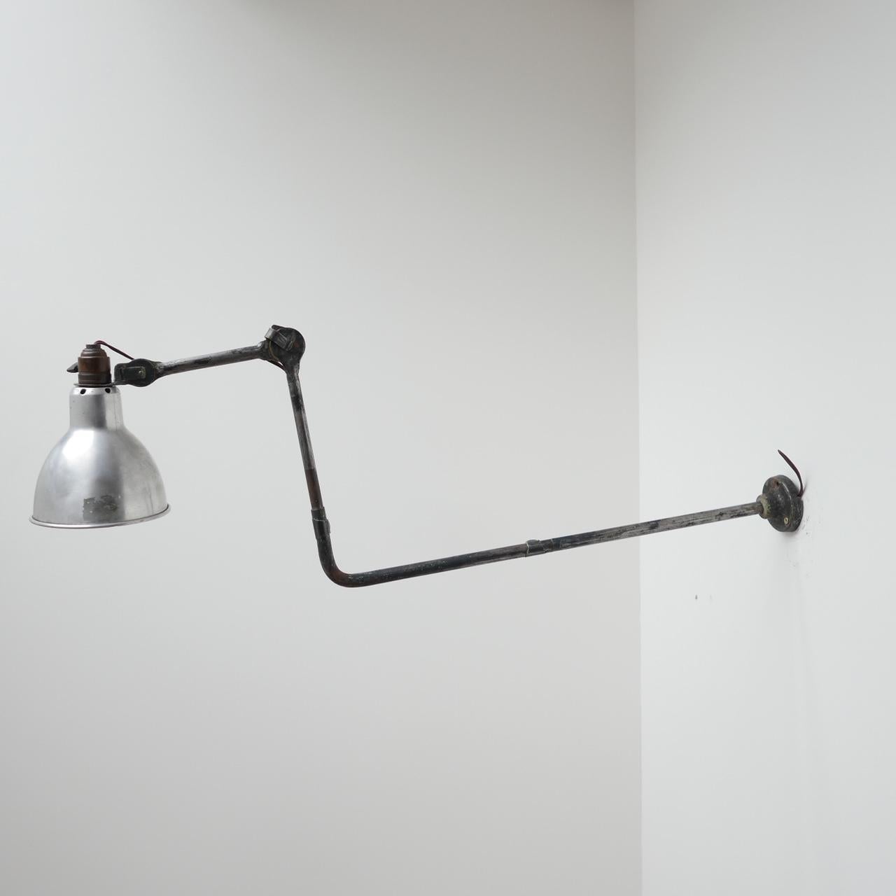 Metal Bernard-Albin Gras Model 310 Adjustable Wall Lamp For Sale