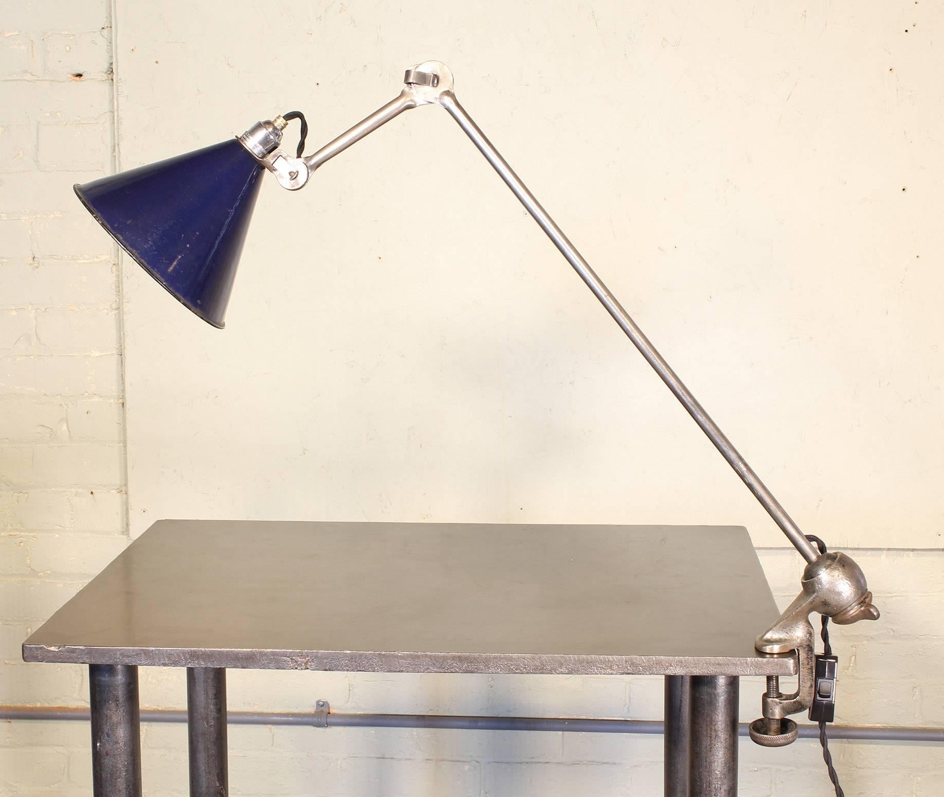 French Bernard-Albin Gras No. 201 Clamp-On Drafting Task Lamp Light