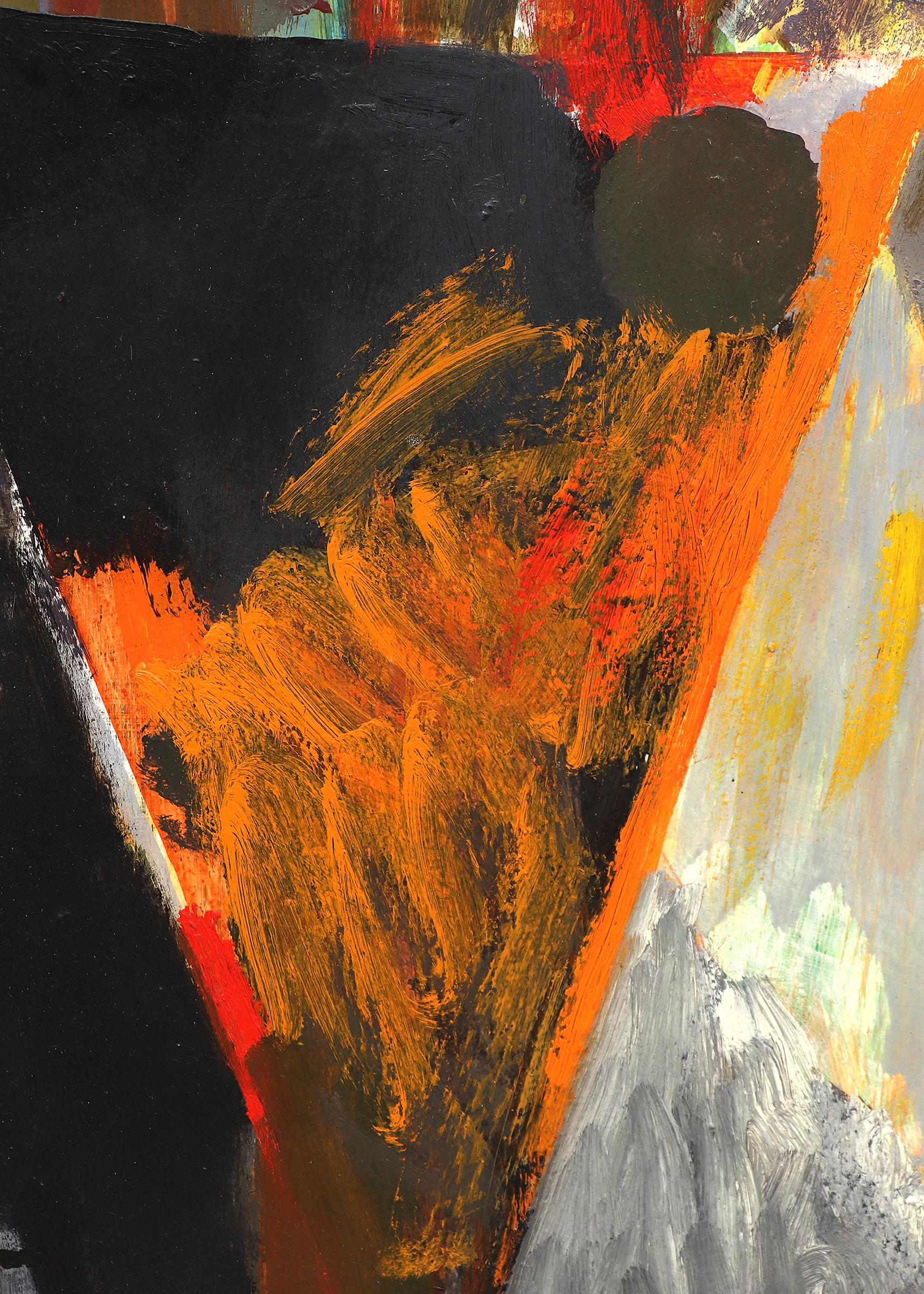 Signal, orange/noir, peinture à l'huile géométrique abstraite des années 1960, Broadmoor Academy en vente 1