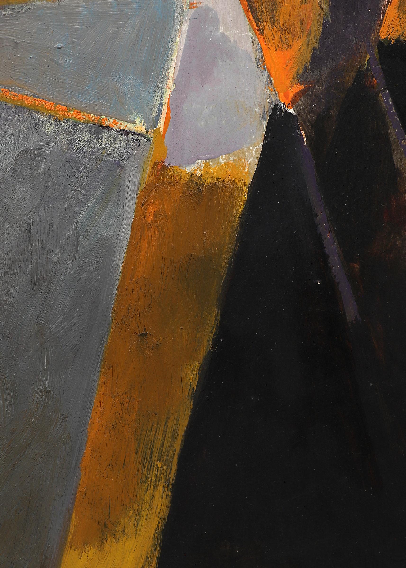 Signals, Orange/Schwarz, 1960er Jahre Abstraktes geometrisches Ölgemälde, Broadmoor Academy im Angebot 3