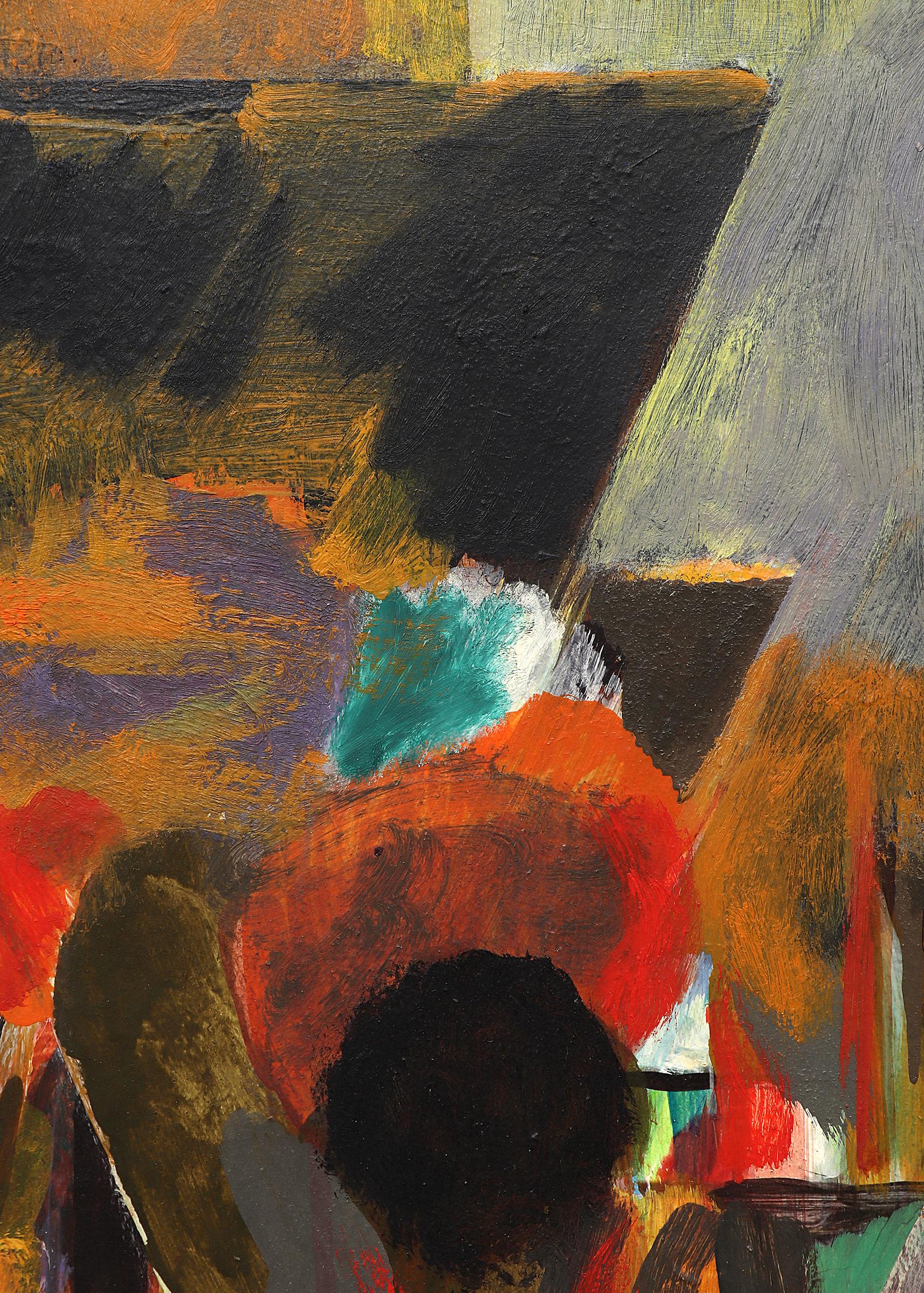 Signal, orange/noir, peinture à l'huile géométrique abstraite des années 1960, Broadmoor Academy en vente 3