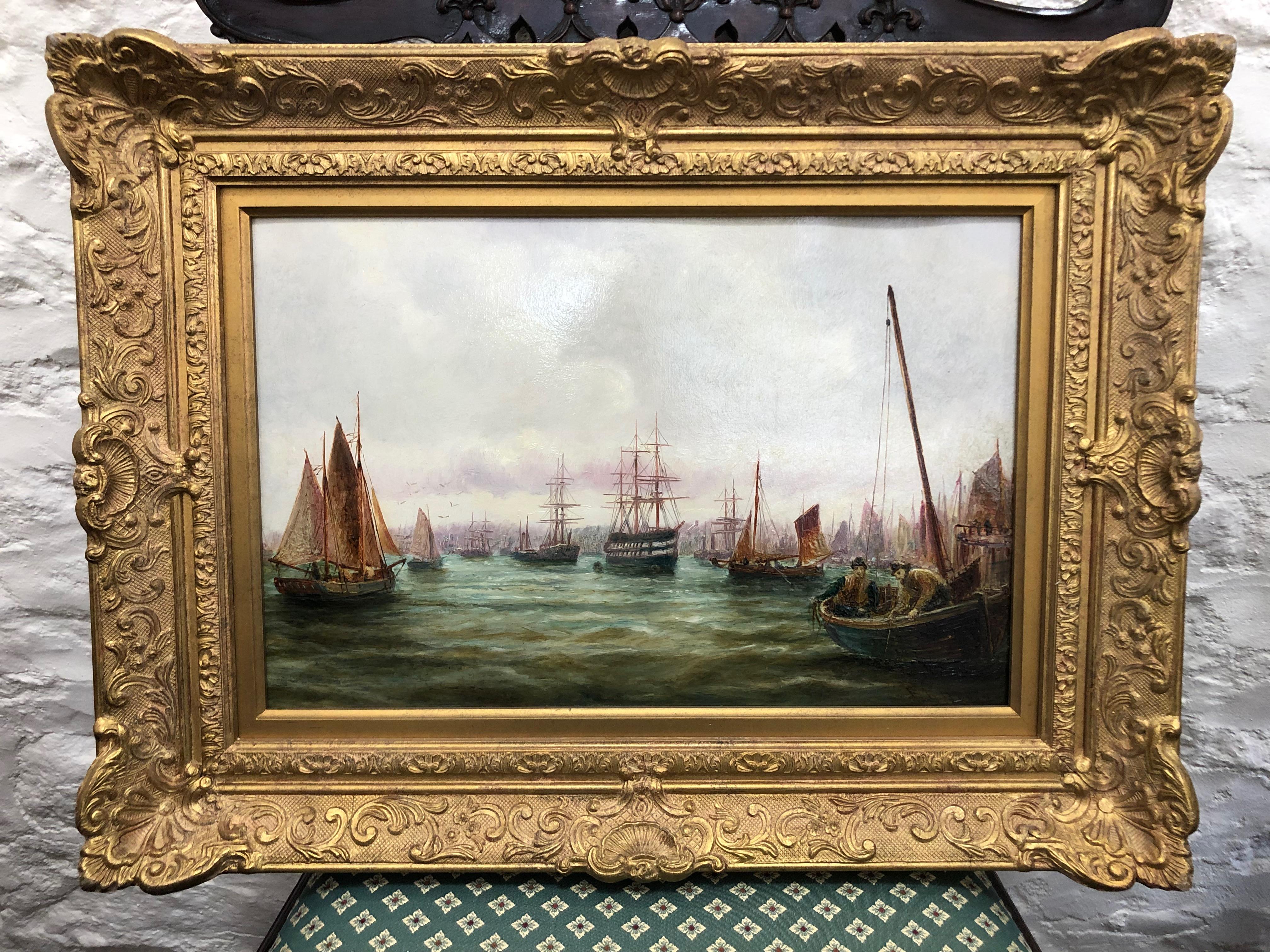 Northern Harbour Views - Pair Of Maritime Oil Paintings By Bernard Hemy 6