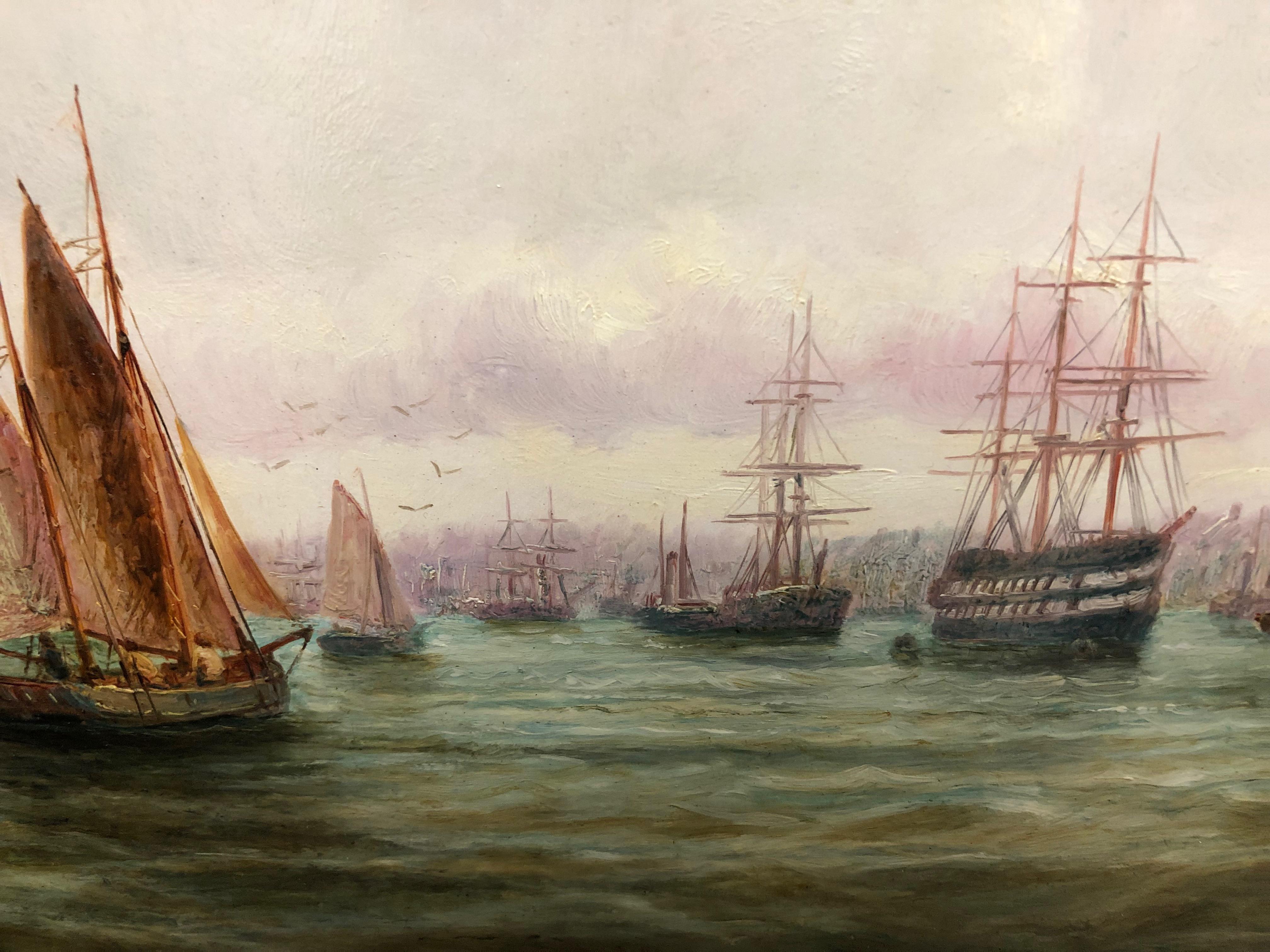 Northern Harbour Views - Pair Of Maritime Oil Paintings By Bernard Hemy 8