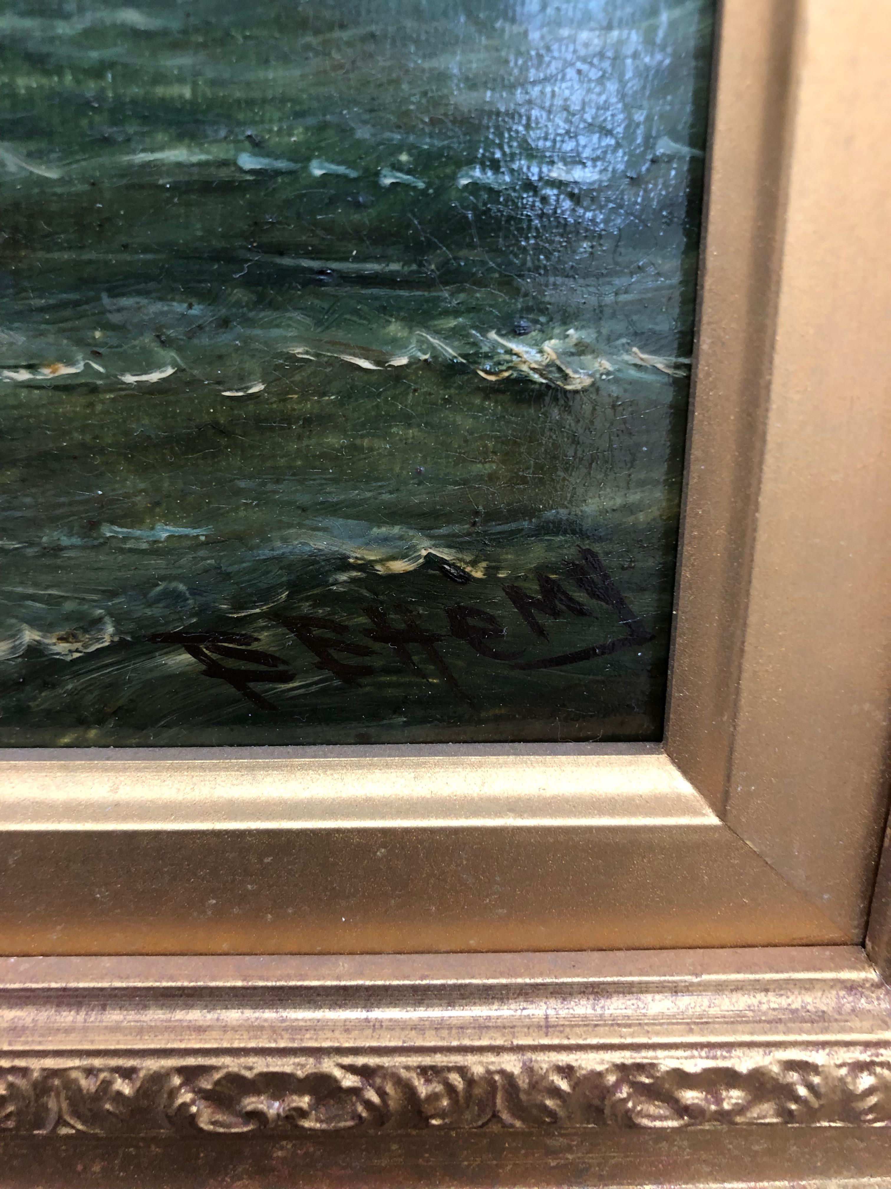 Northern Harbour Views - Pair Of Maritime Oil Paintings By Bernard Hemy 3