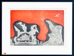 Acquatinta surrealista di Bernard Berthois-Rigal, cornice personalizzata