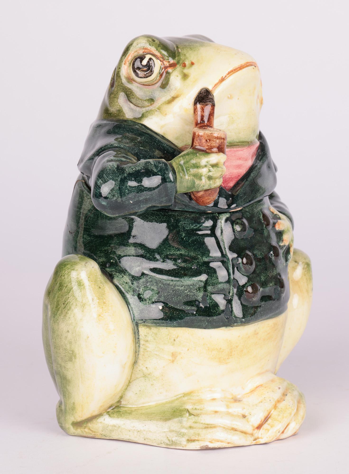 Bernard Bloch Austrian Majolica Frog Tobacco Jar  3