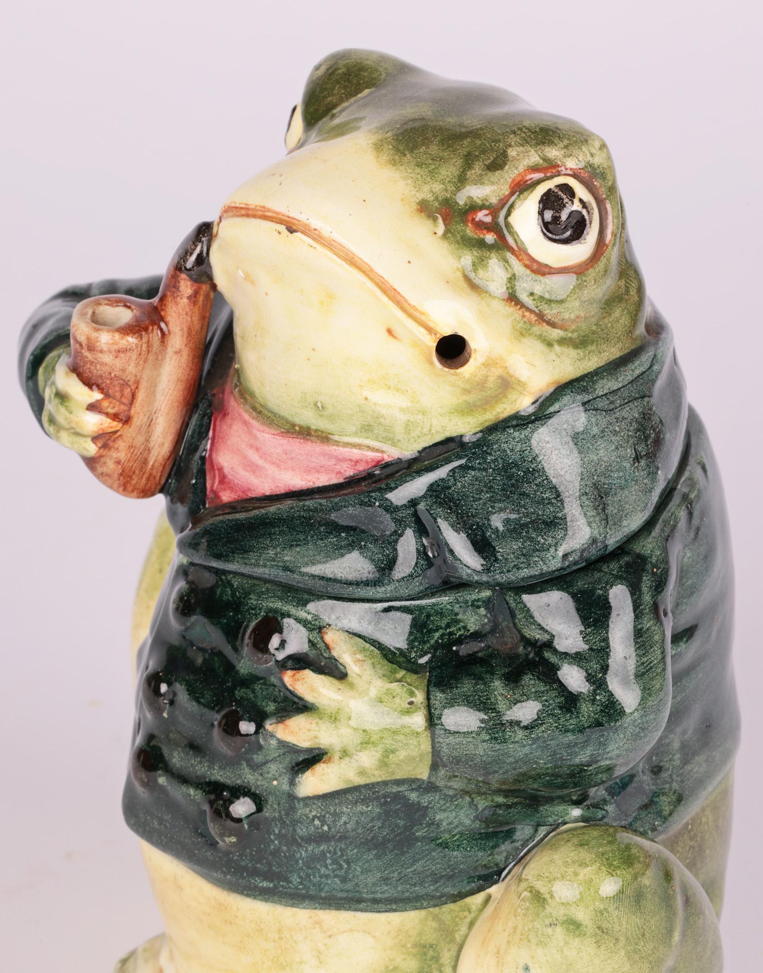 Bernard Bloch Austrian Majolica Frog Tobacco Jar  5
